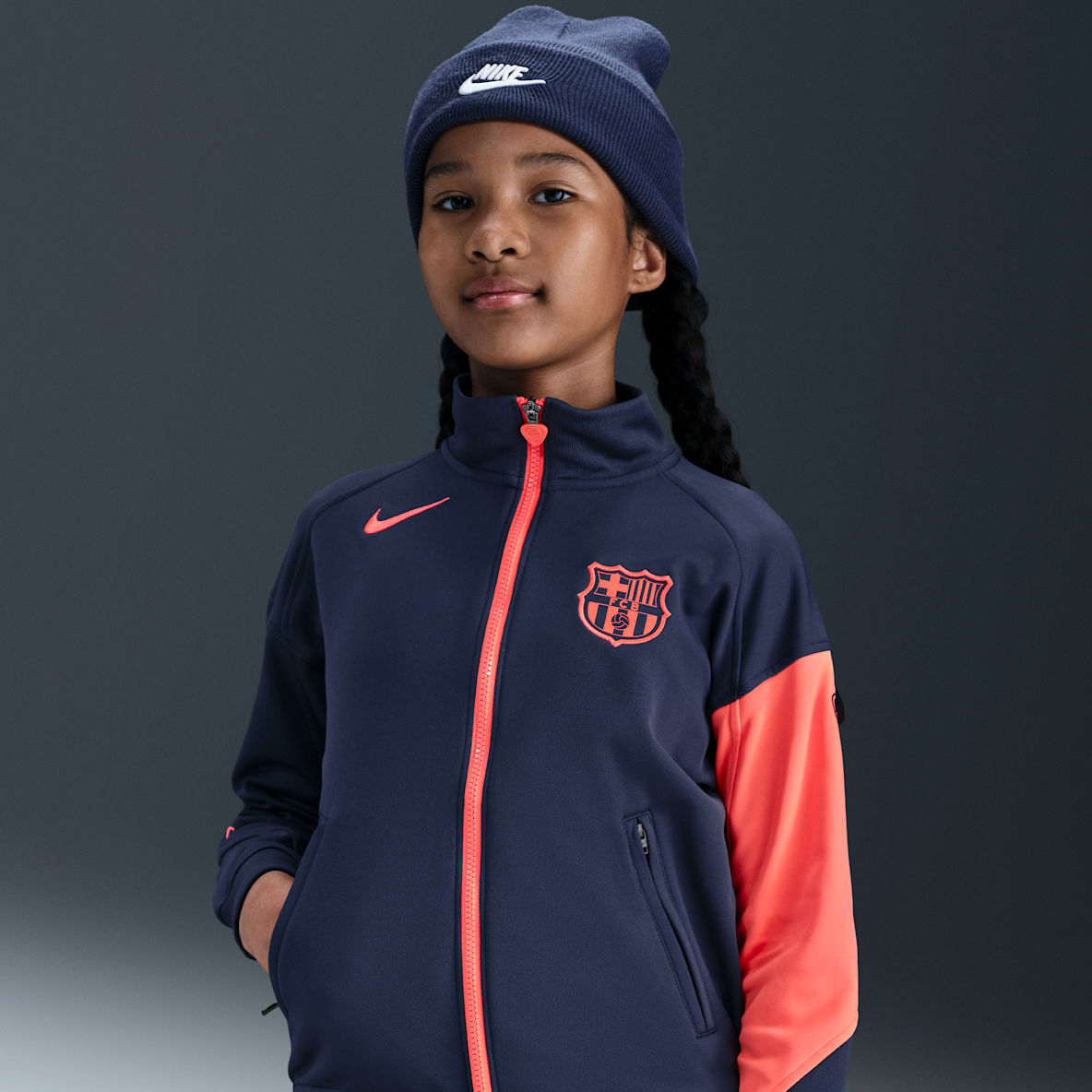 FC Barcelona Academy Pro FC Barcelona Academy Pro Nike Dri-FIT Total 90 Anthem futballkabát nagyobb gyerekeknek