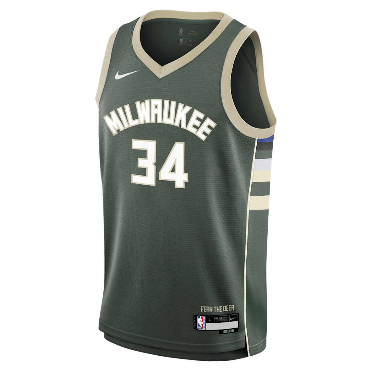 Giannis Antetokounmpo Milwaukee Bucks 2023/24 Icon Edition Giannis Antetokounmpo Milwaukee Bucks 2023/24 Icon Edition Jersey Nike de la NBA Swingman para niños talla grande