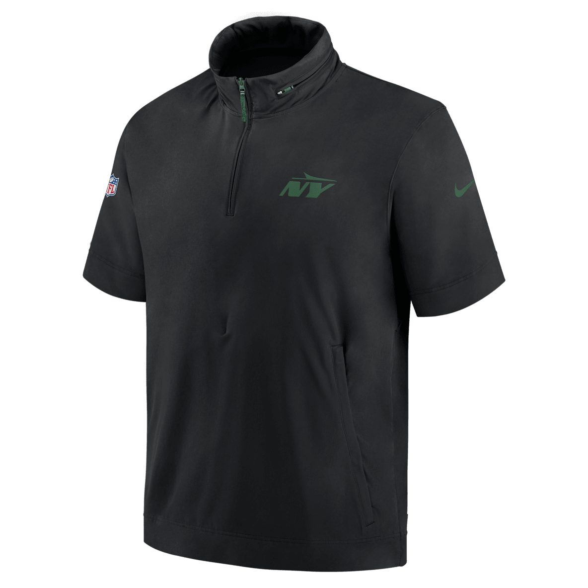 New York Jets Sideline Coach New York Jets Sideline Coach Men's Nike NFL 1/2-Zip Short-Sleeve Hooded Jacket