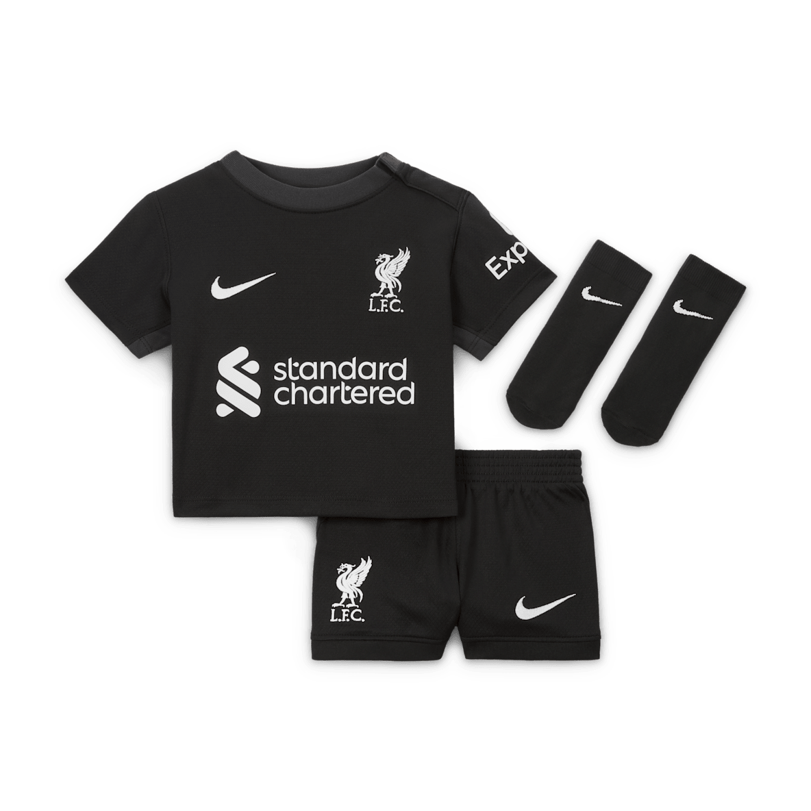 Liverpool FC 2024/25 Stadium idegenbeli Liverpool FC 2024/25 Stadium idegenbeli Nike Soccer háromrészes replikaszett babáknak és totyogóknak