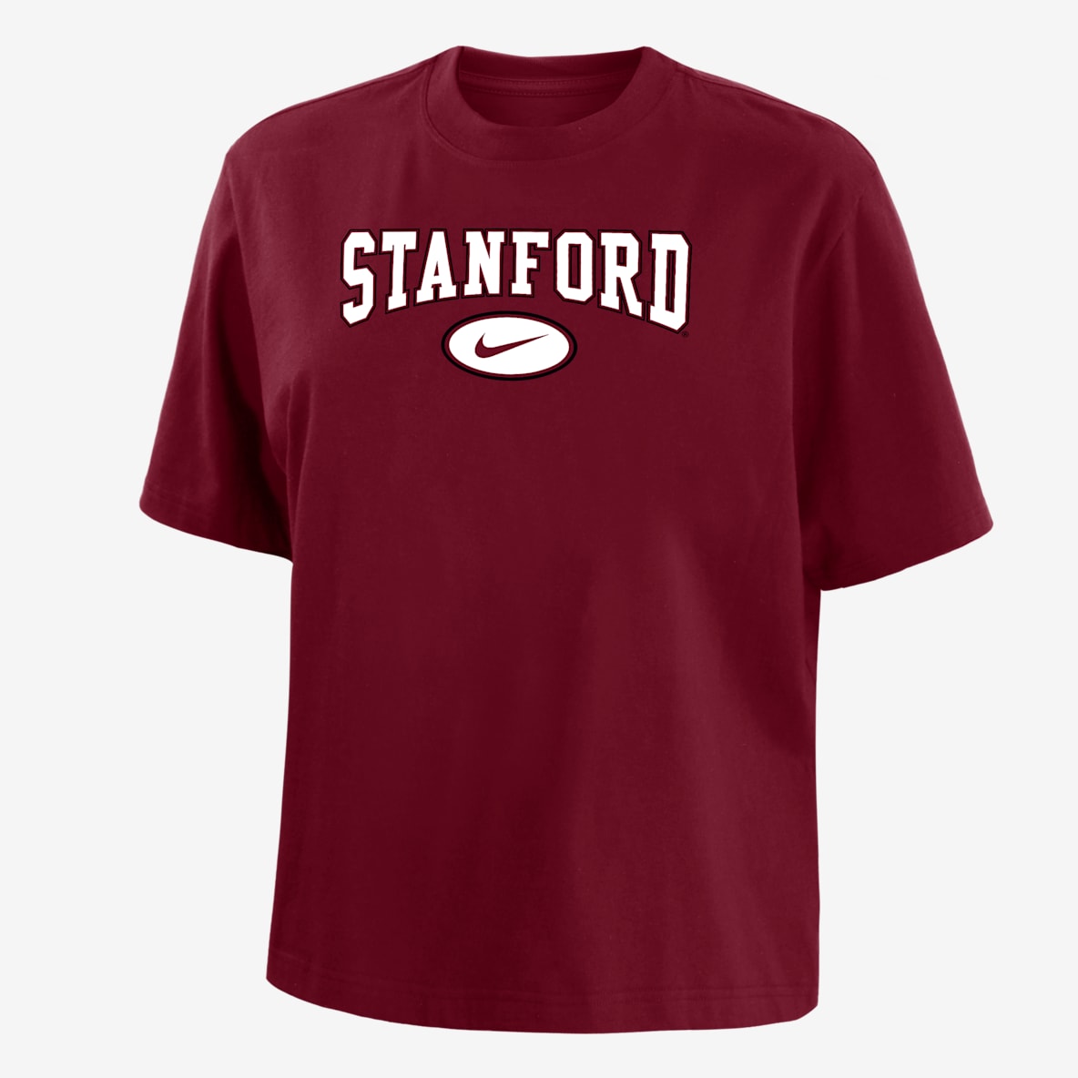 Stanford Playera de corte cuadrado universitaria Nike para mujer