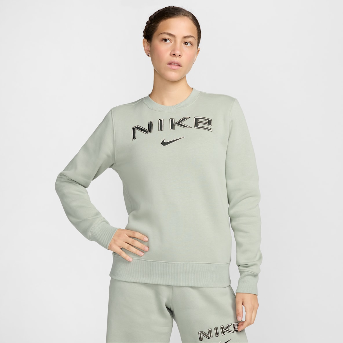Nike Sportswear Phoenix Fleece Sudadera de cuello redondo con logotipo para mujer