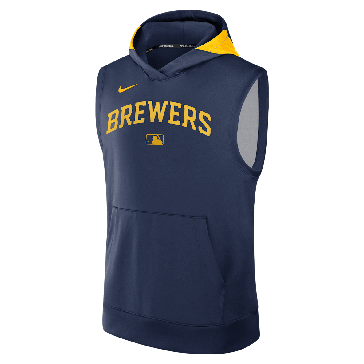Milwaukee Brewers Authentic Collection Milwaukee Brewers Authentic Collection Sudadera con gorro sin cierre ni mangas Nike Dri-FIT de la MLB para hombre