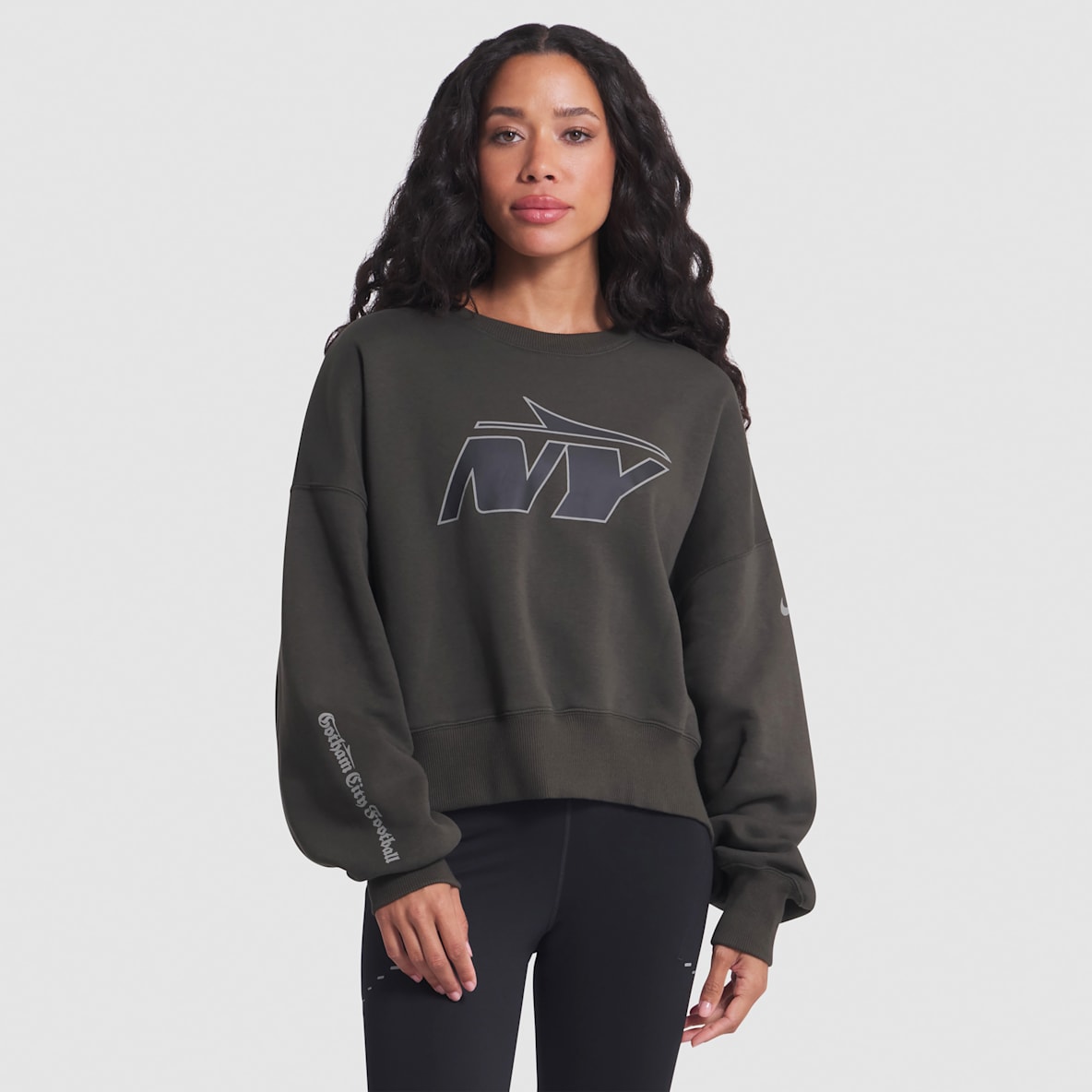 New York Jets Rivalries Collection Oversized New York Jets Rivalries Collection Oversized Sudadera de cuello redondo sin cierre Nike de la NFL para mujer