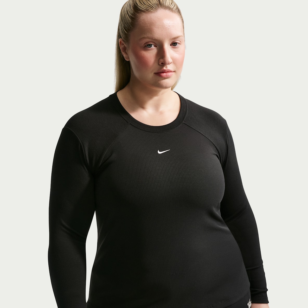 Nike Sportswear Chill Knit Playera de manga larga de tela de canalé ajustada para mujer (talla grande)