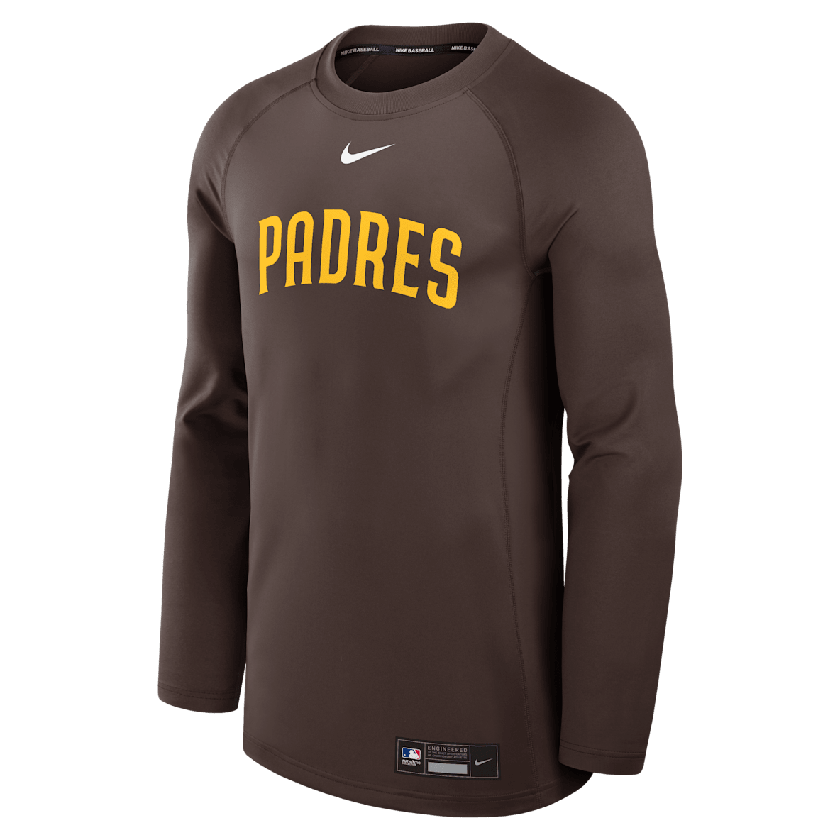 San Diego Padres Authentic Collection Game Time Sudadera de cuello redondo sin cierre Nike Dri-FIT de la MLB para hombre