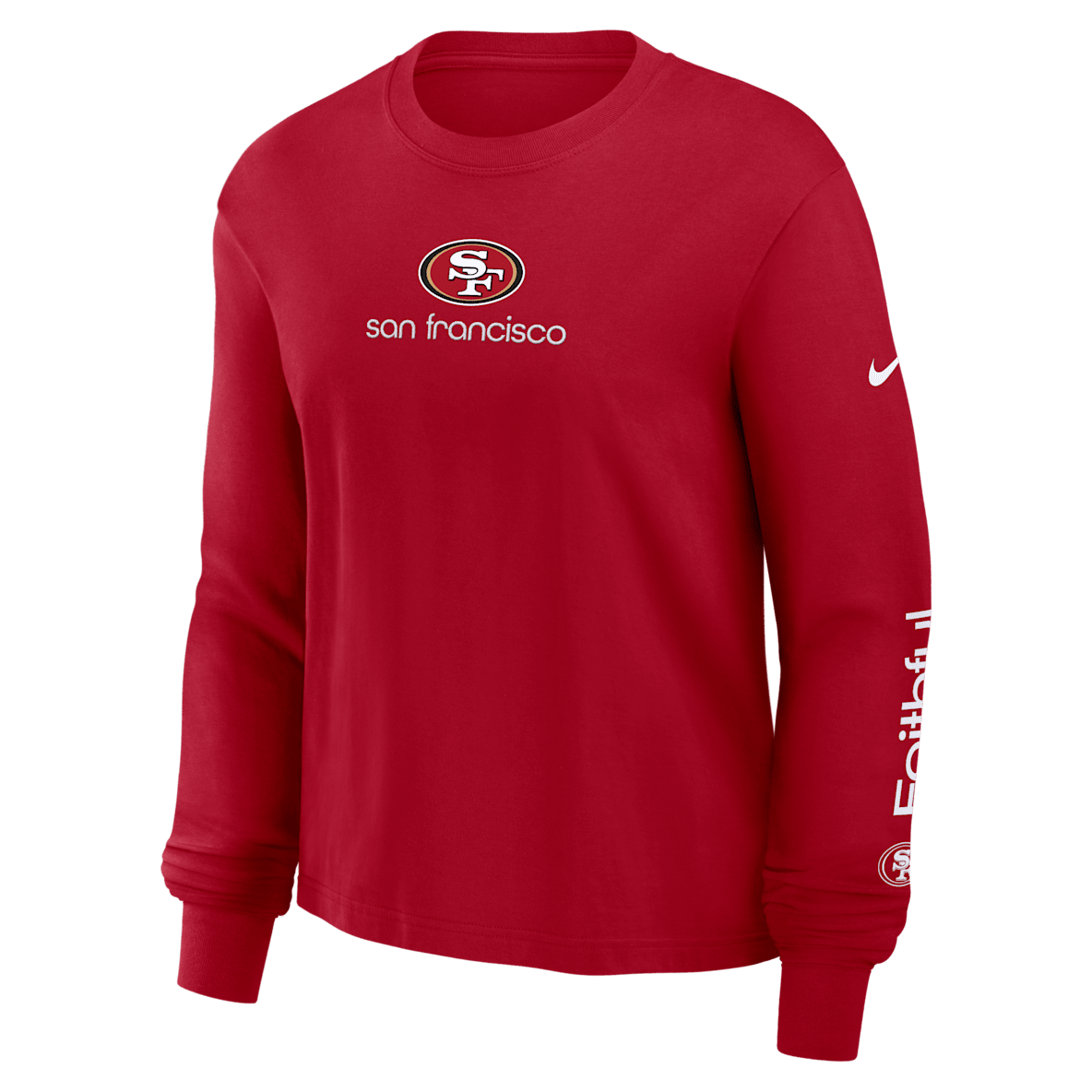 San Francisco 49ers Boxy San Francisco 49ers Boxy Playera de manga larga de la NFL Nike para mujer