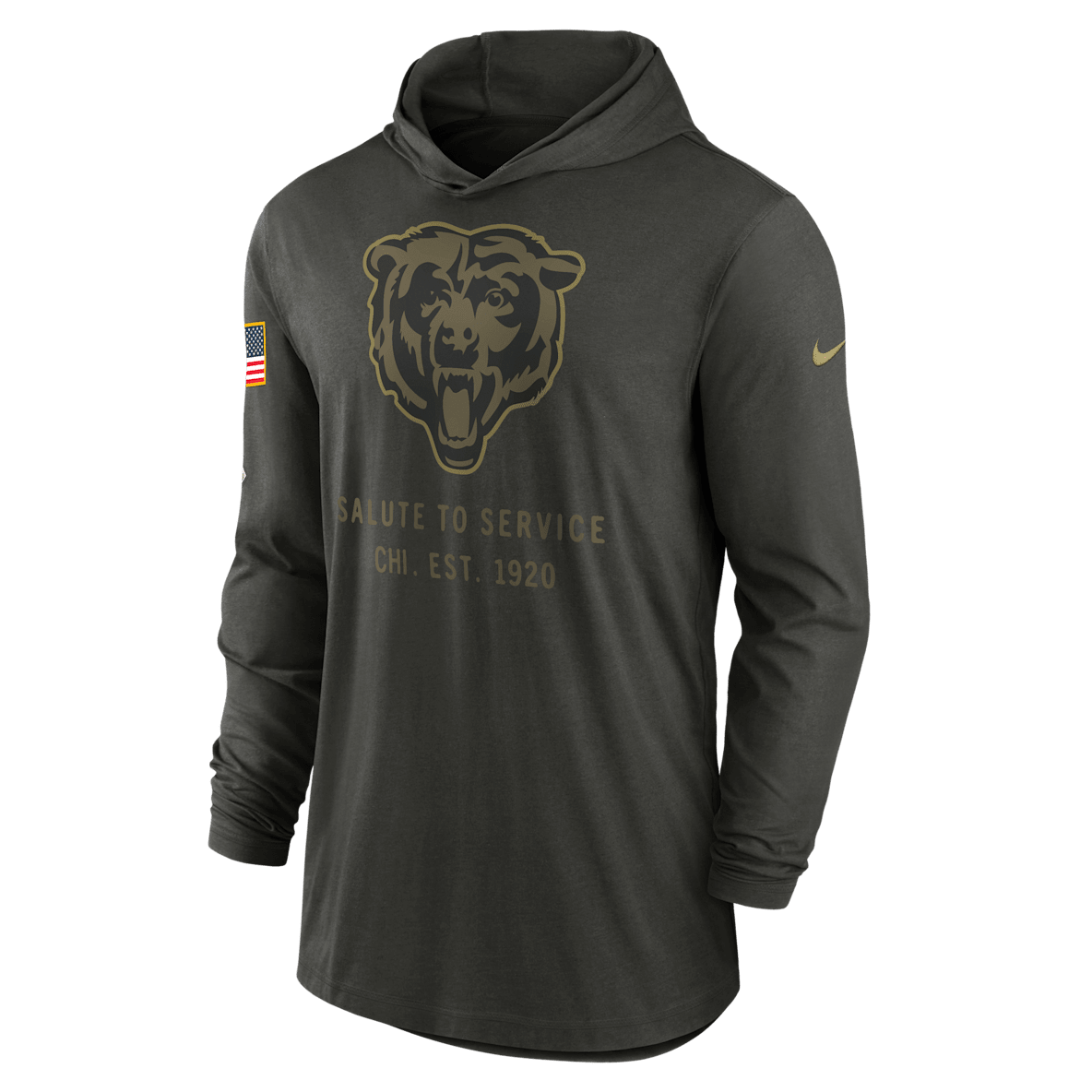 Chicago Bears Salute to Service Sideline Chicago Bears Salute to Service Sideline Men’s Nike Dri-FIT NFL Long-Sleeve Hooded Top