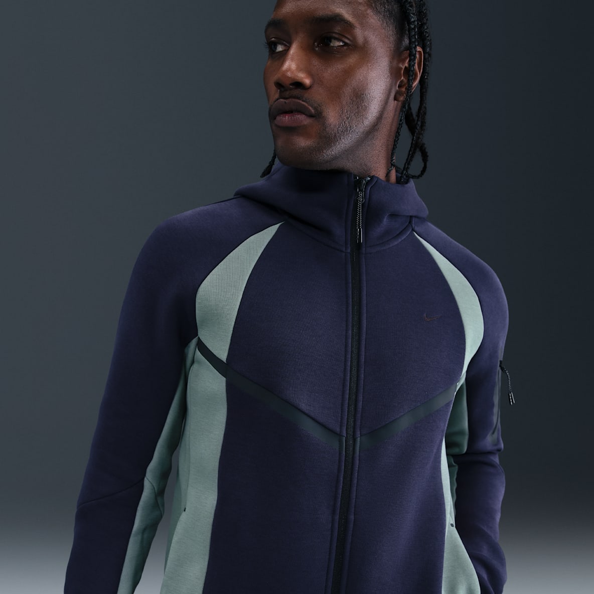 Nike Tech Chamarra Windrunner para hombre de tejido Fleece con cierre completo y bloques de color