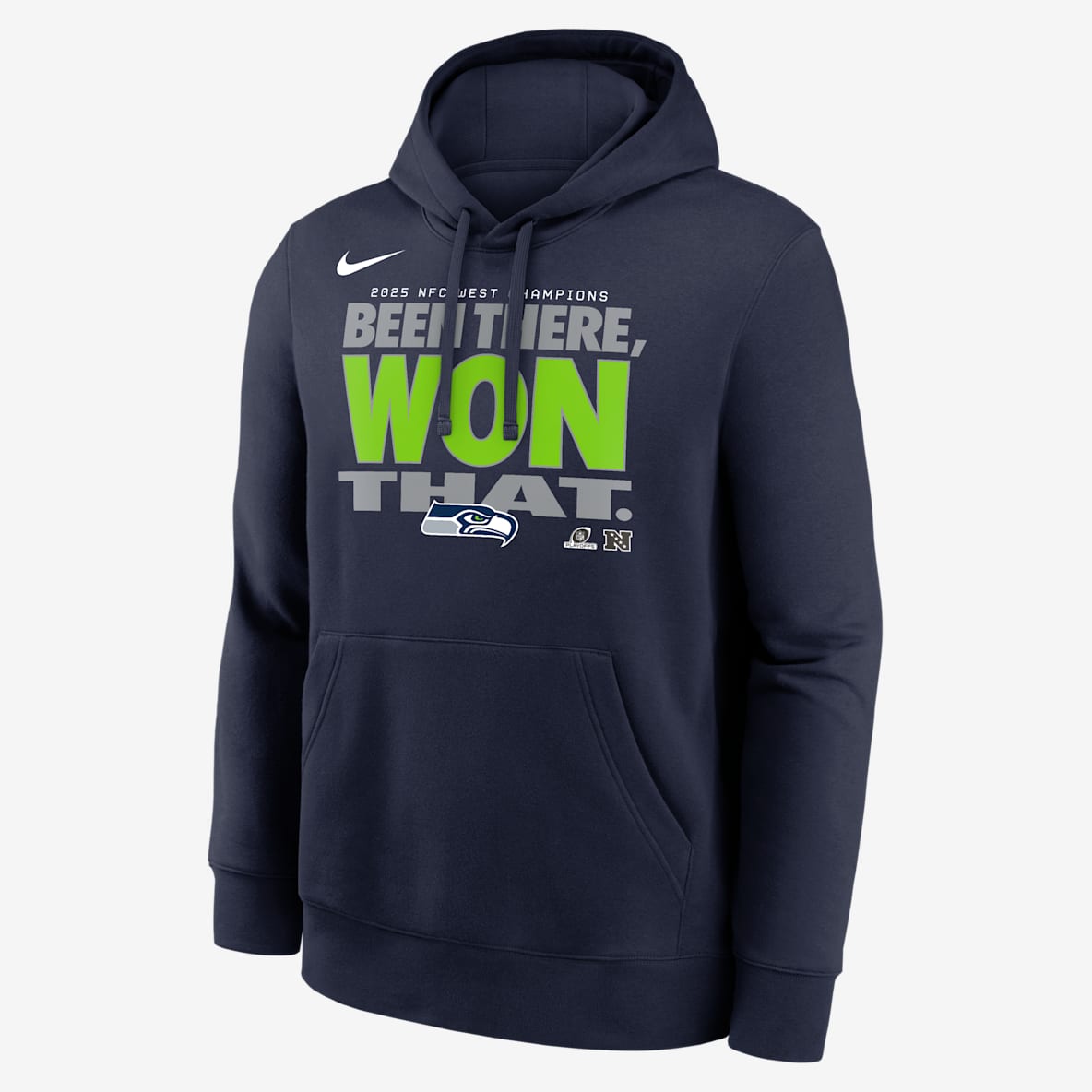 Seattle Seahawks 2025 NFC West Champions Trophy Men's Nike NFL Pullover Hoodie