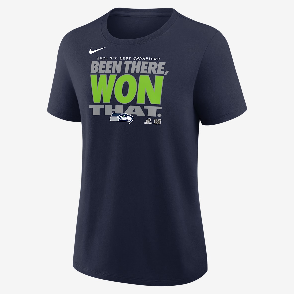 Seattle Seahawks 2025 NFC West Champions Trophy Women's Nike NFL T-Shirt