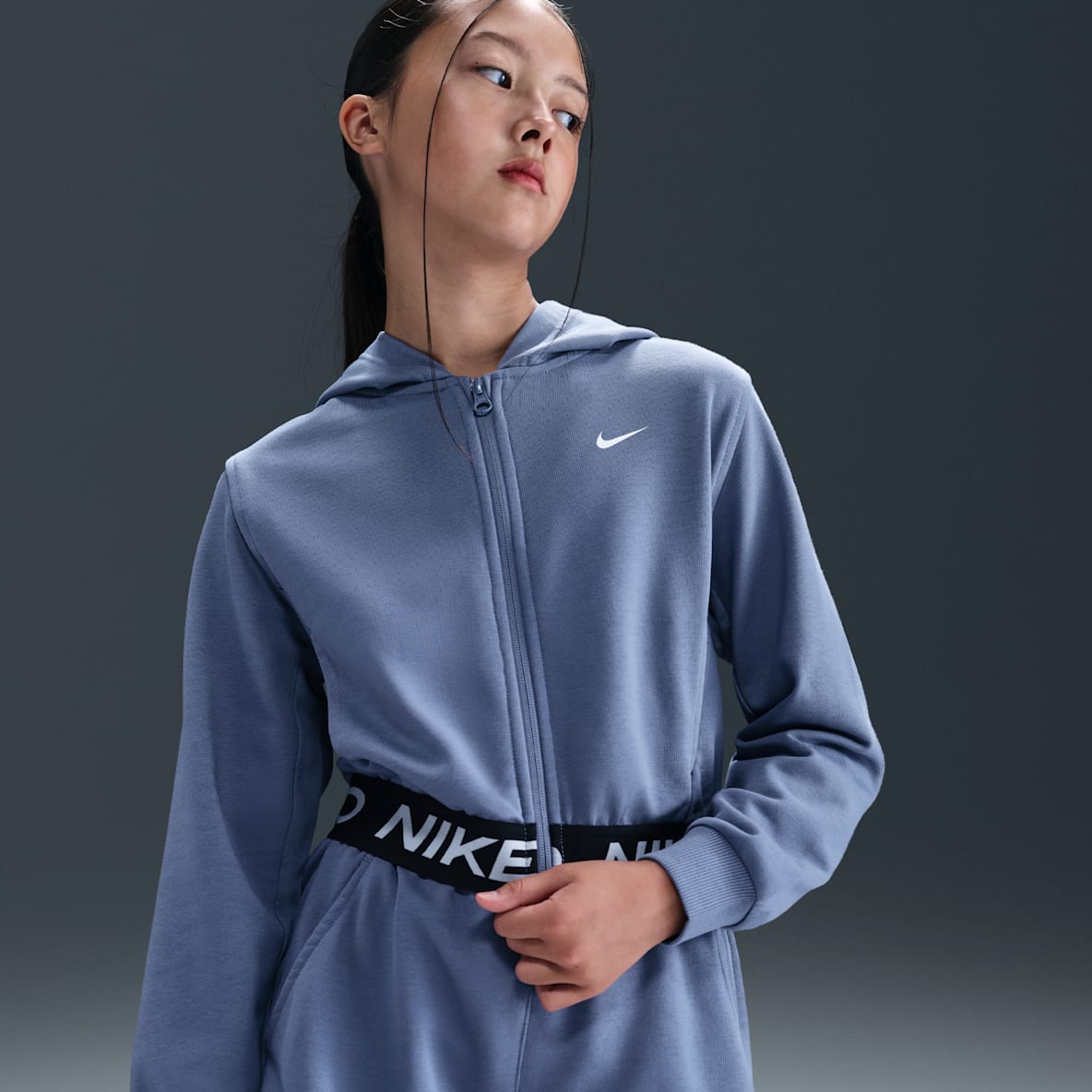 Nike Pro Fleece Nike Pro Fleece Dri-FIT hoodie met rits over de hele lengte voor meisjes