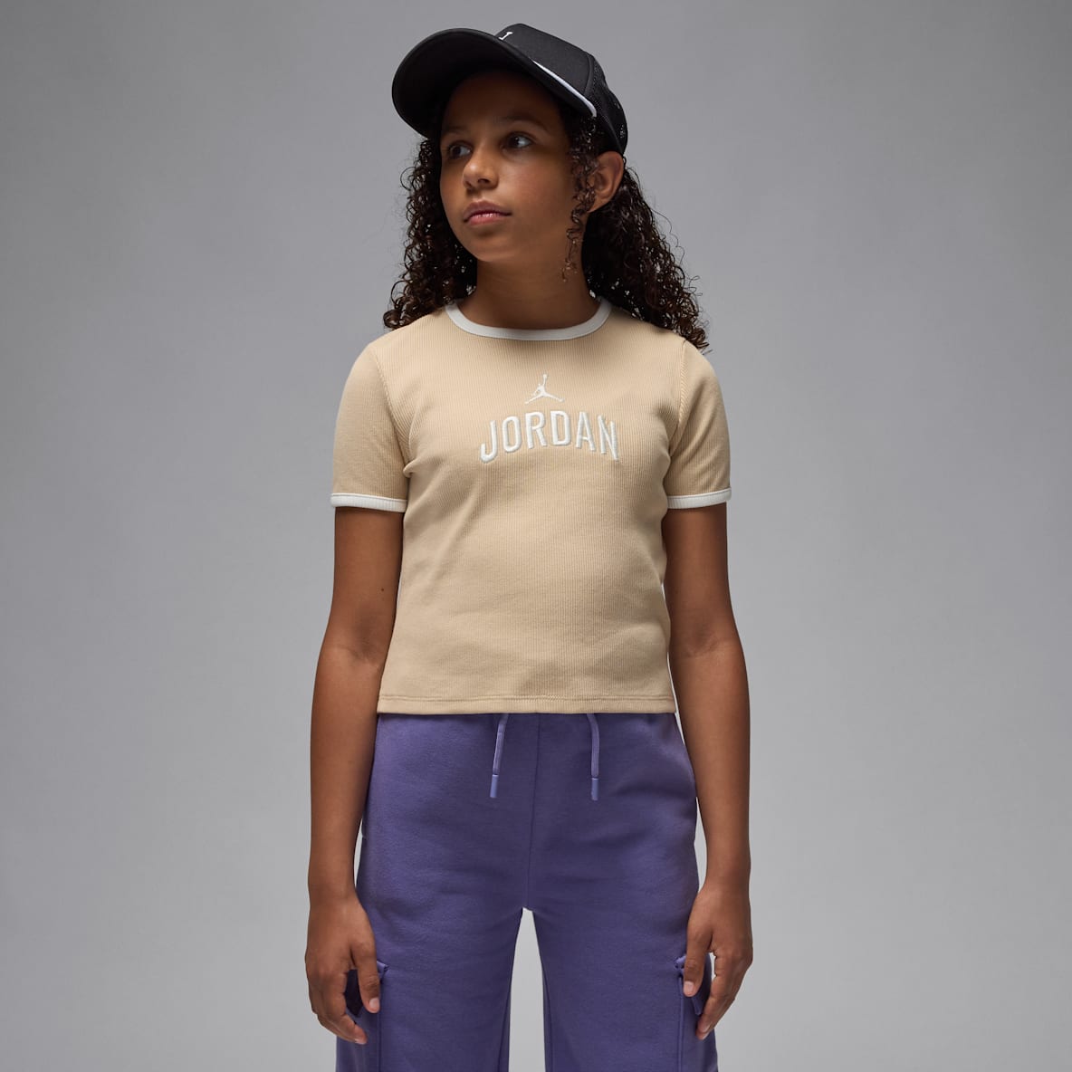 Jordan Jordan Semi-gecropte geribbelde T-shirt voor kids