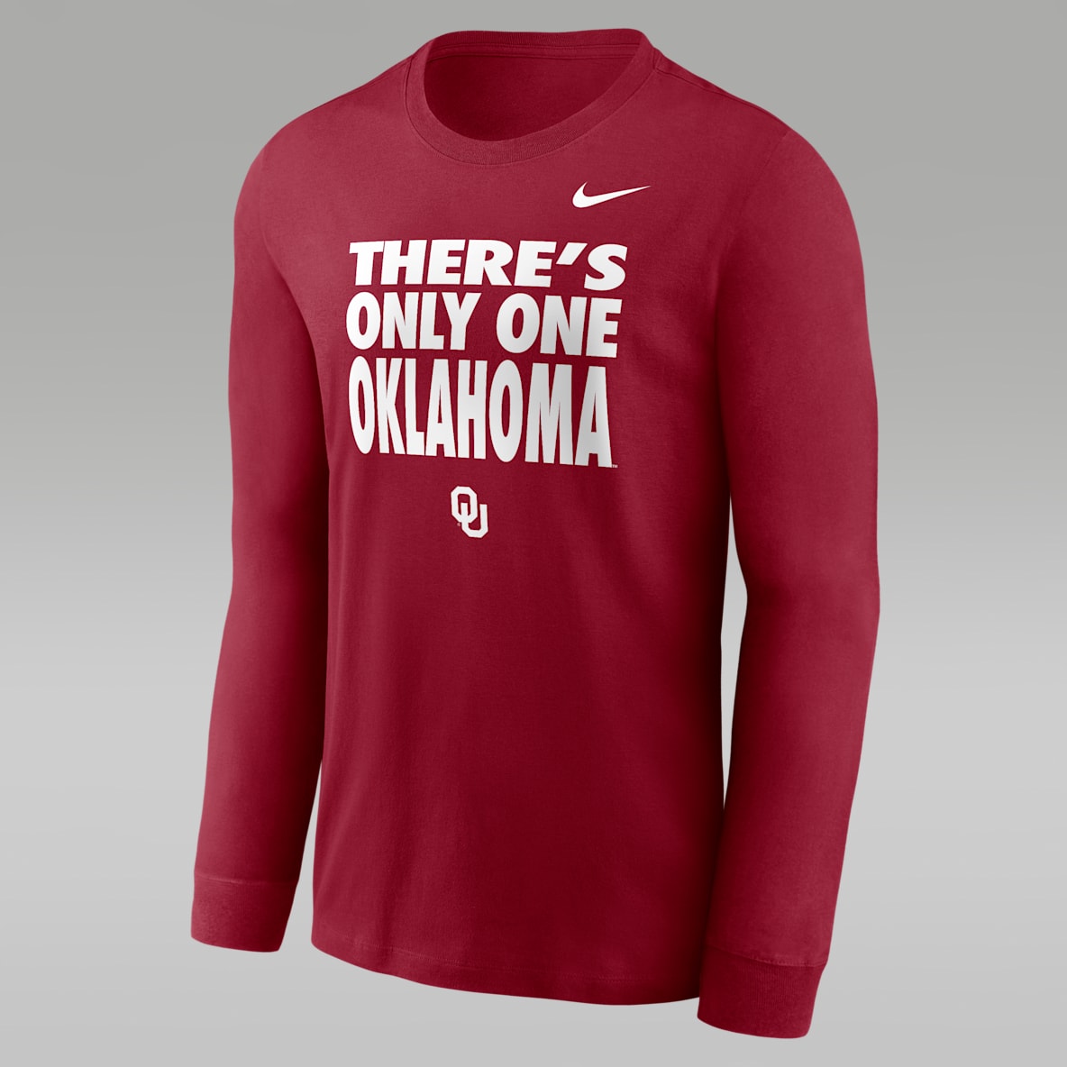Oklahoma Sideline Slogan Playera de manga larga universitaria marca Jordan Dri-FIT para hombre