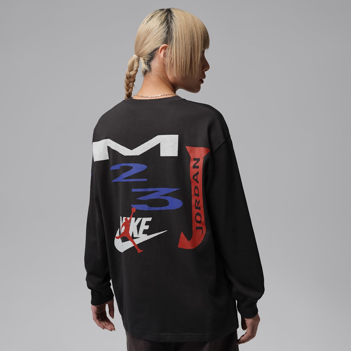 조던 플라이트 여성 오버사이즈 긴팔 티셔츠