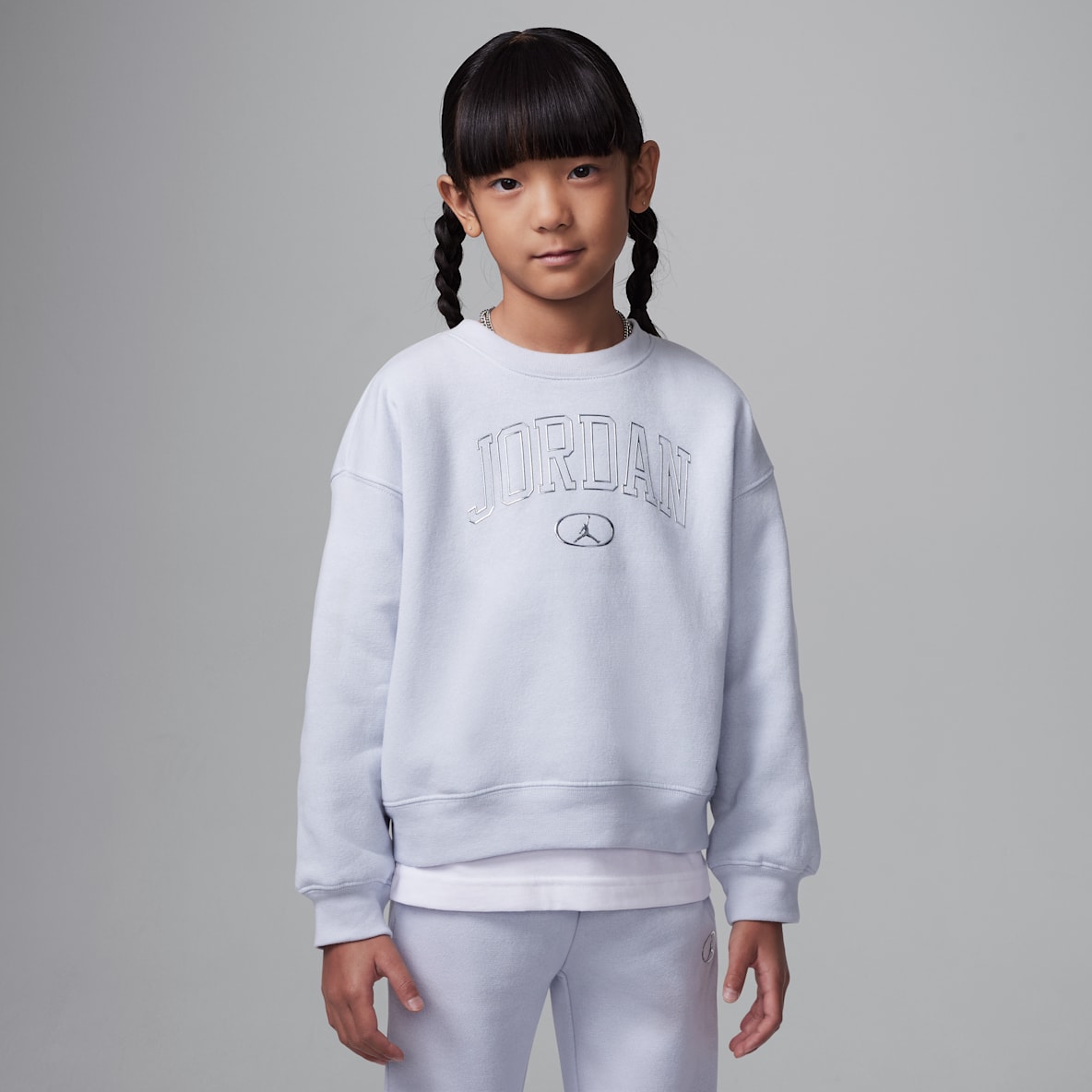 Jordan 1st Baby Blue Jordan 1st Baby Blue Sudadera de cuello redondo para niños talla pequeña