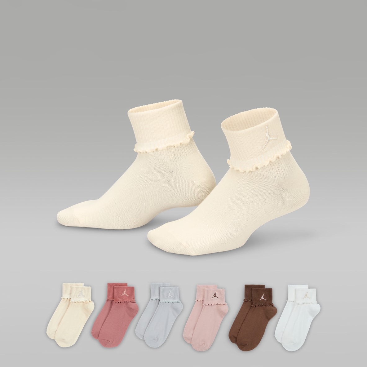 Jordan Jordan Calcetines al tobillo plegables para niños talla grande (6 pares)
