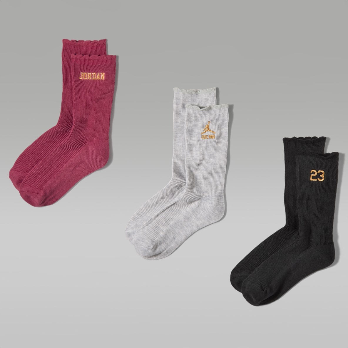 Jordan Kids' Scalloped Edge Crew Socks (3 Pairs)