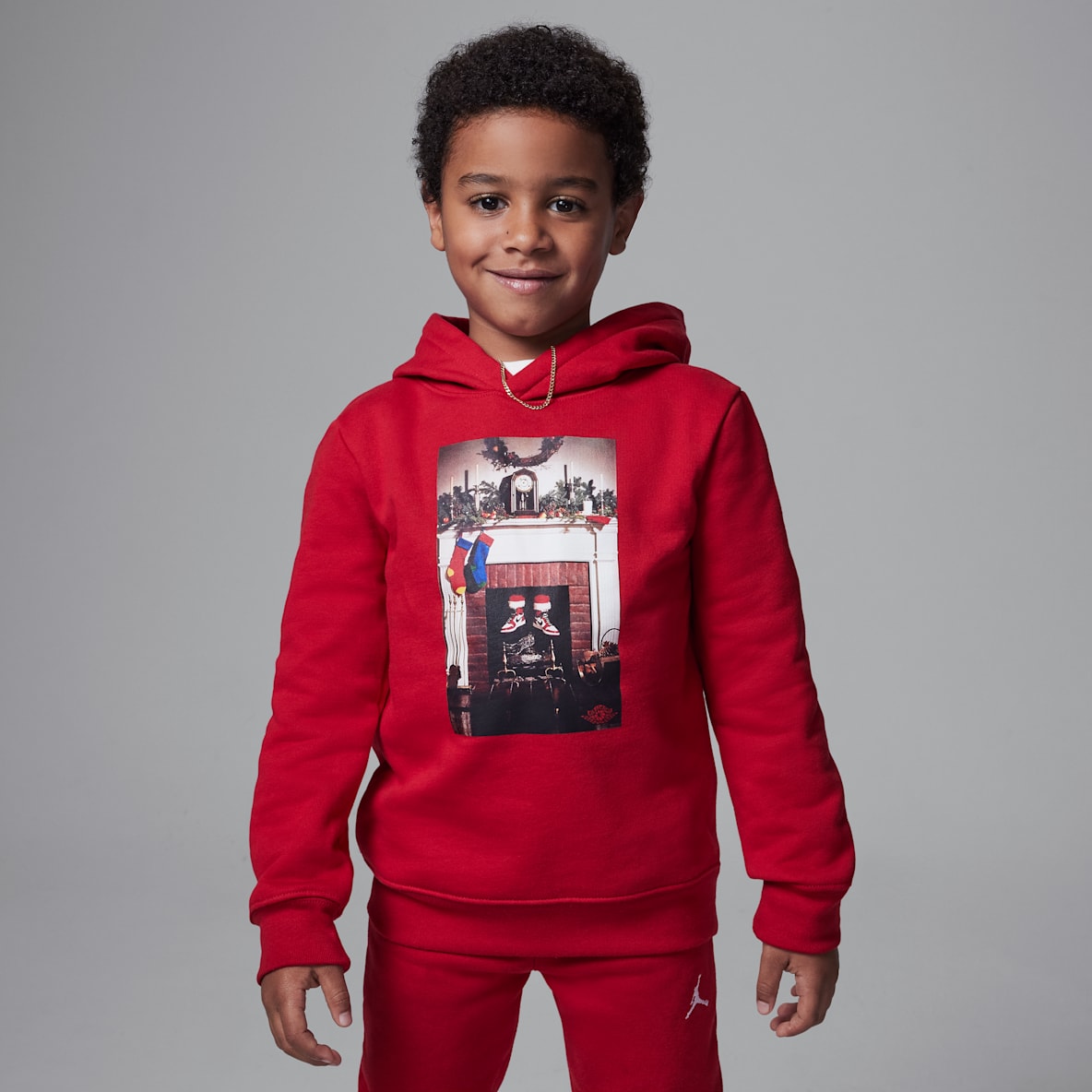 Air Jordan 1 Air Jordan 1 Sudadera con gorro navideña para niños talla pequeña