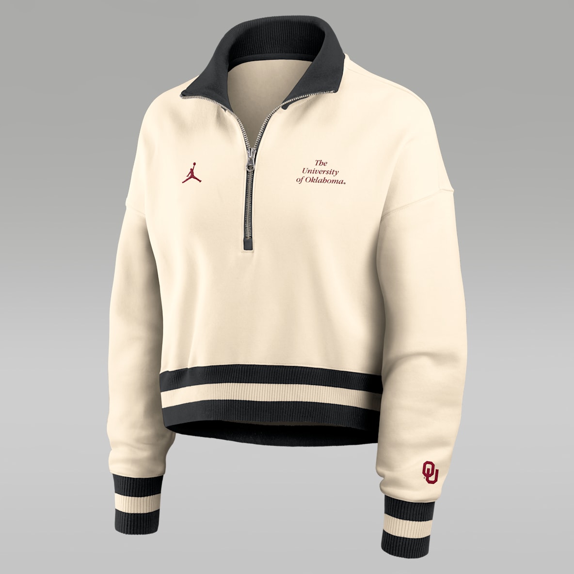 Oklahoma Legacy Oklahoma Legacy Women's Jordan Brand College Cropped 1/4-Zip Crew