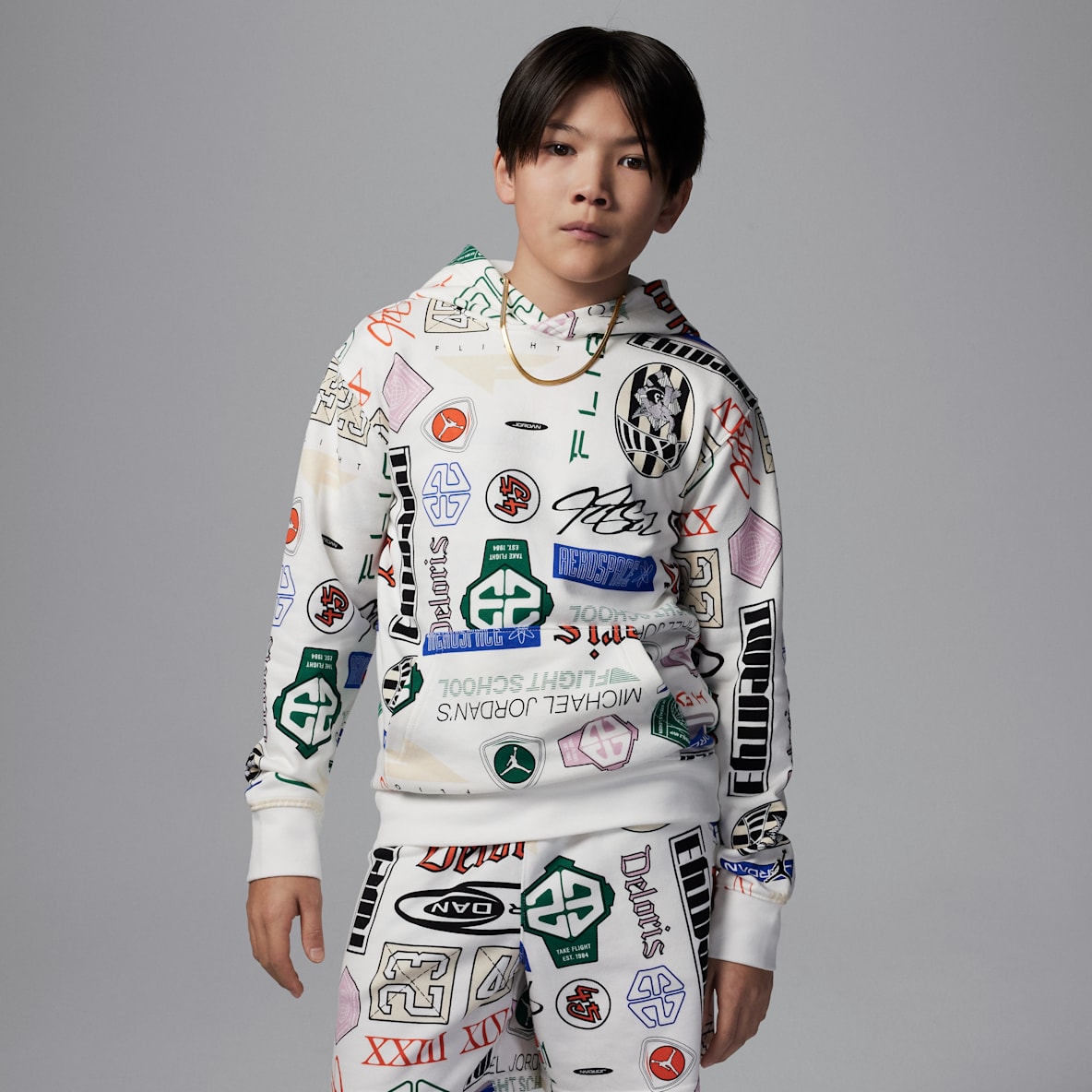 ジョーダン エッセンシャル ジョーダン エッセンシャル ジュニア フレンチ テリー プリント プルオーバー パーカー
