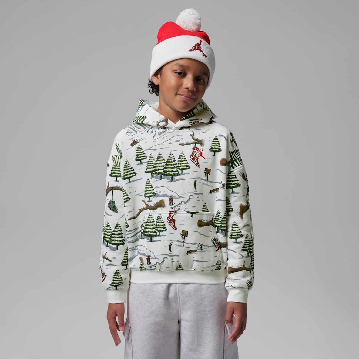 Jordan Sudadera con gorro con estampado festivo para niños talla grande