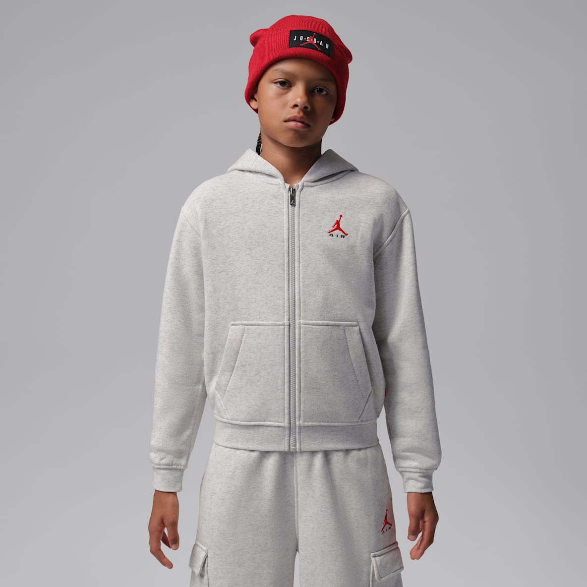 Jordan Brooklyn Fleece Huvtröja med hel dragkedja för ungdom