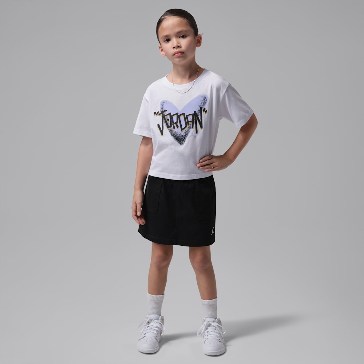 Jordan Conjunto de dos piezas con falda I Heart Jordan para niños talla pequeña