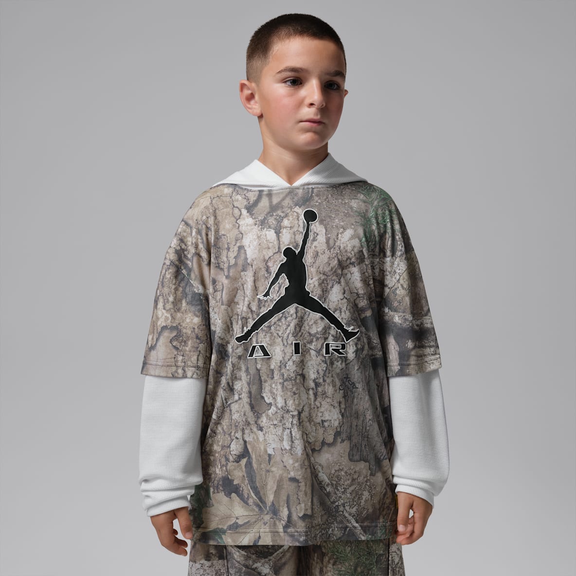 Jordan Playera de manga larga Brooklyn con diseño tipo waffle para niños talla grande
