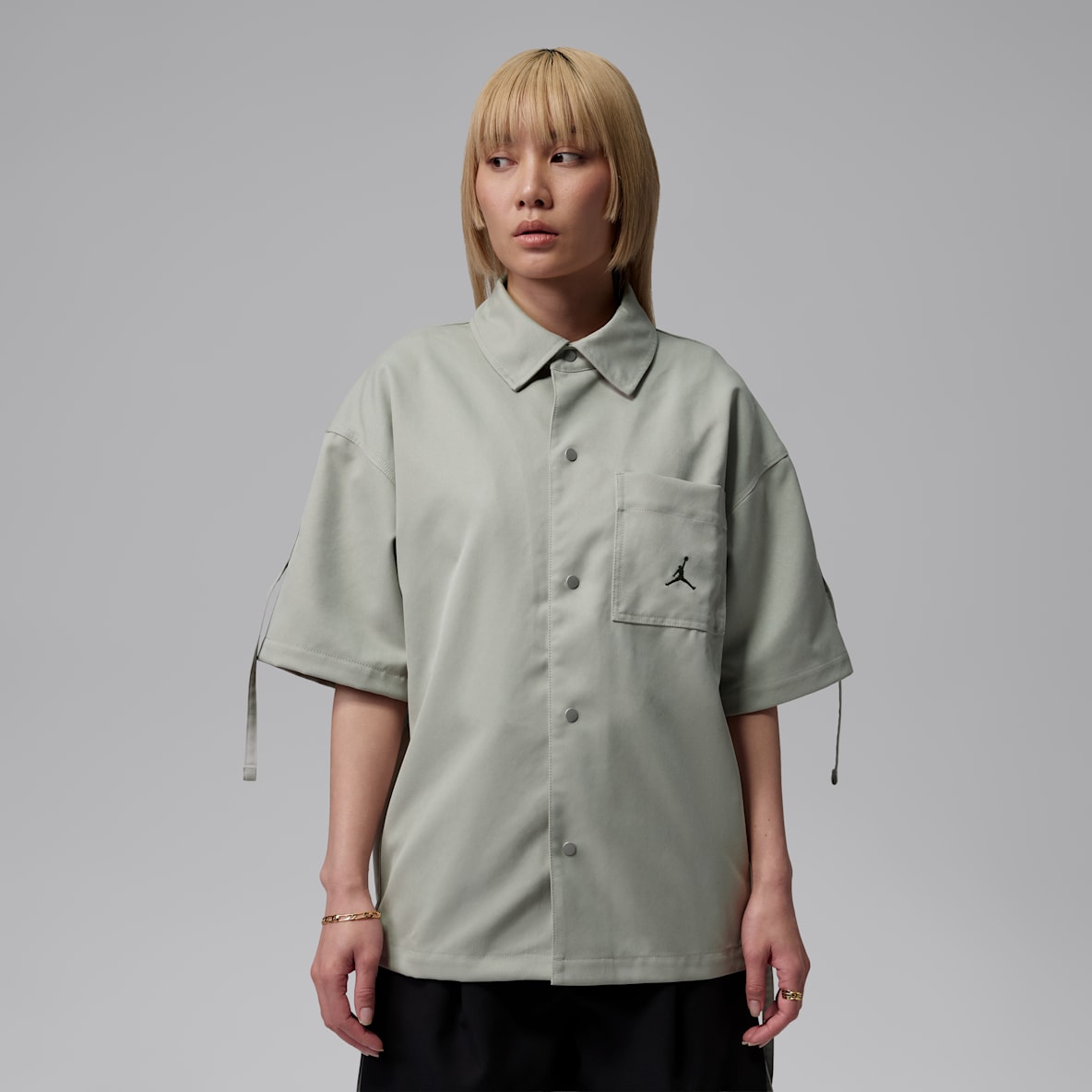 조던 여성 우븐 반팔 탑