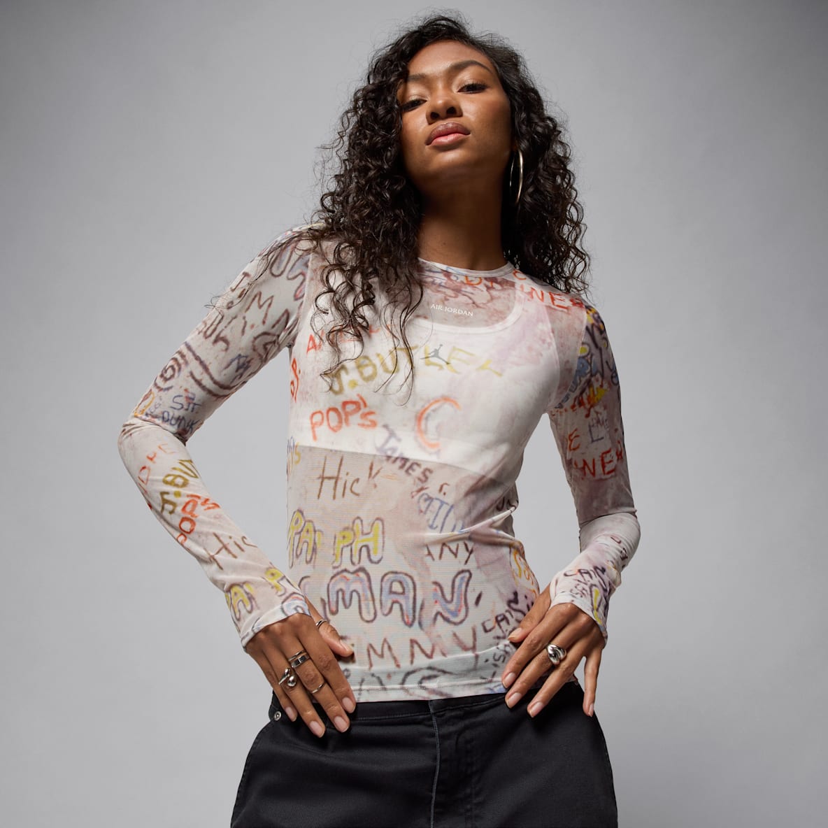 Air Jordan Playera de malla de manga larga para mujer