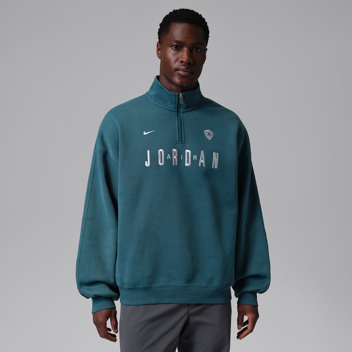 Jordan Flight Jordan Flight Grafikli Fleece Çeyrek Fermuarlı Erkek Üstü