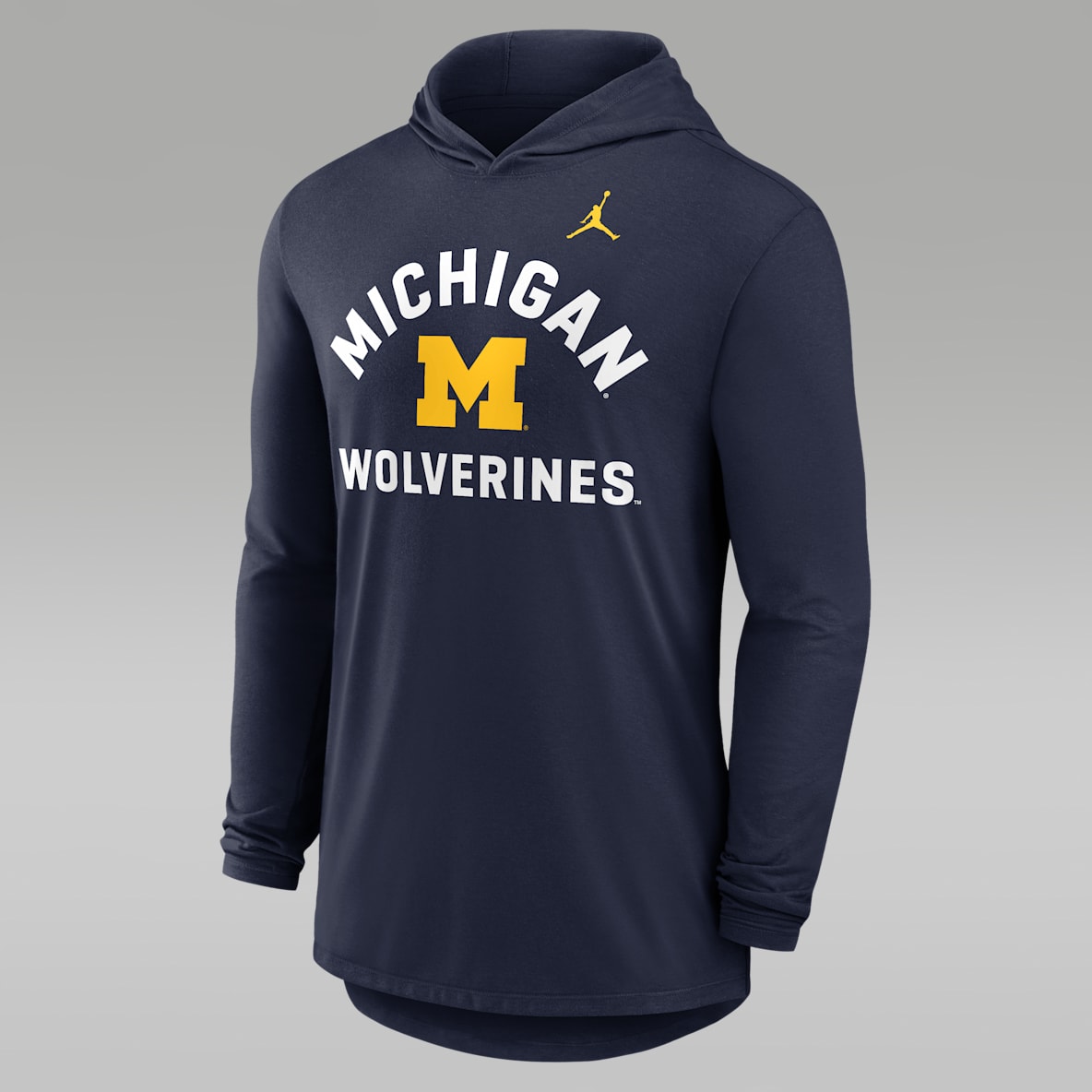 Michigan Primetime Arch Men's Jordan Brand Dri-FIT College Long-Sleeve Hooded T-Shirt