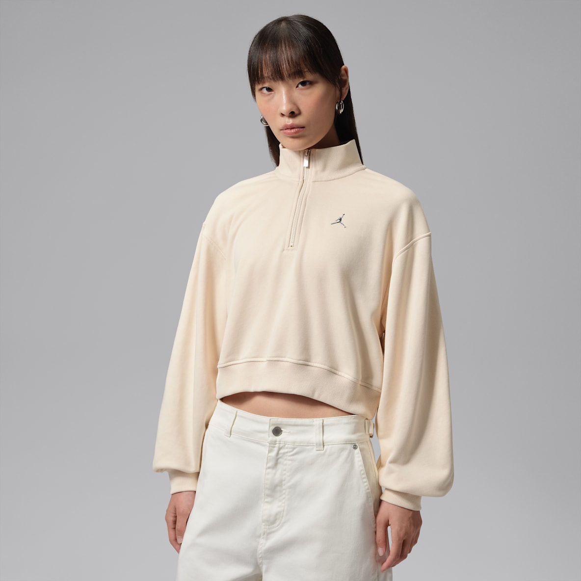 ジョーダン ブルックリン フリース ウィメンズ クロップド 1/4ジップ トレーナー