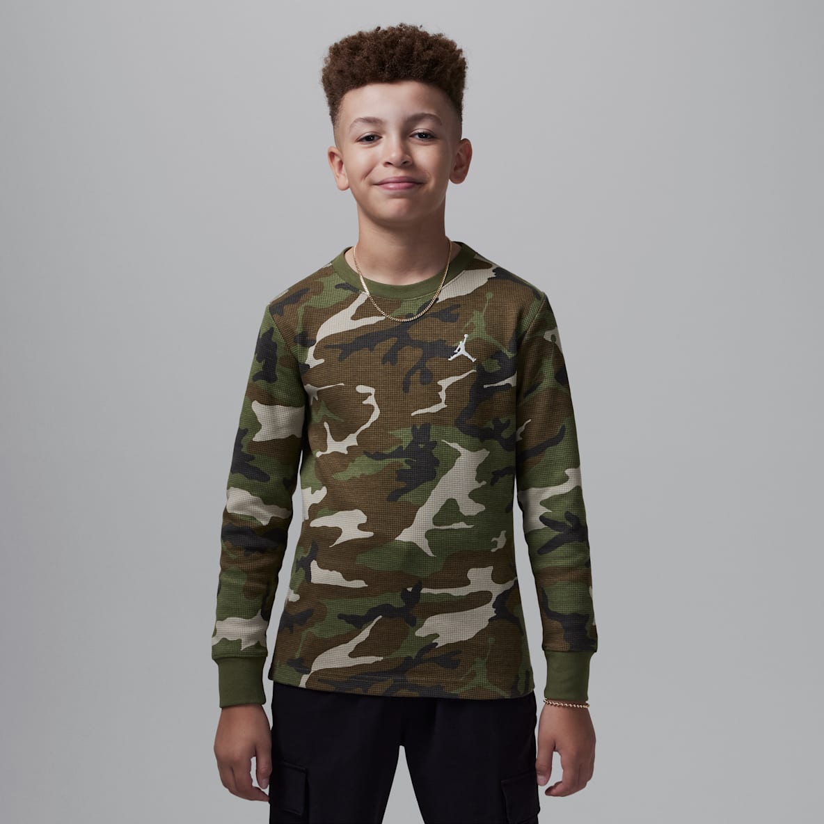 ジョーダン ブルックリン エッセンシャル ジュニア カモ ロングスリーブ トップ
