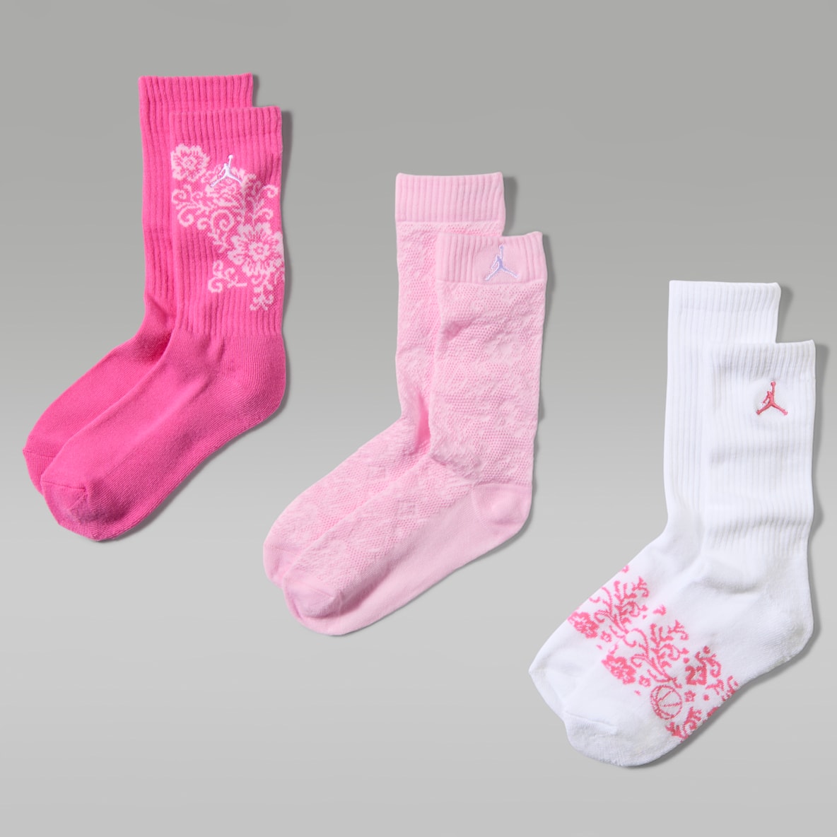 Jordan Calcetas de encaje floral para niños (3 pares)
