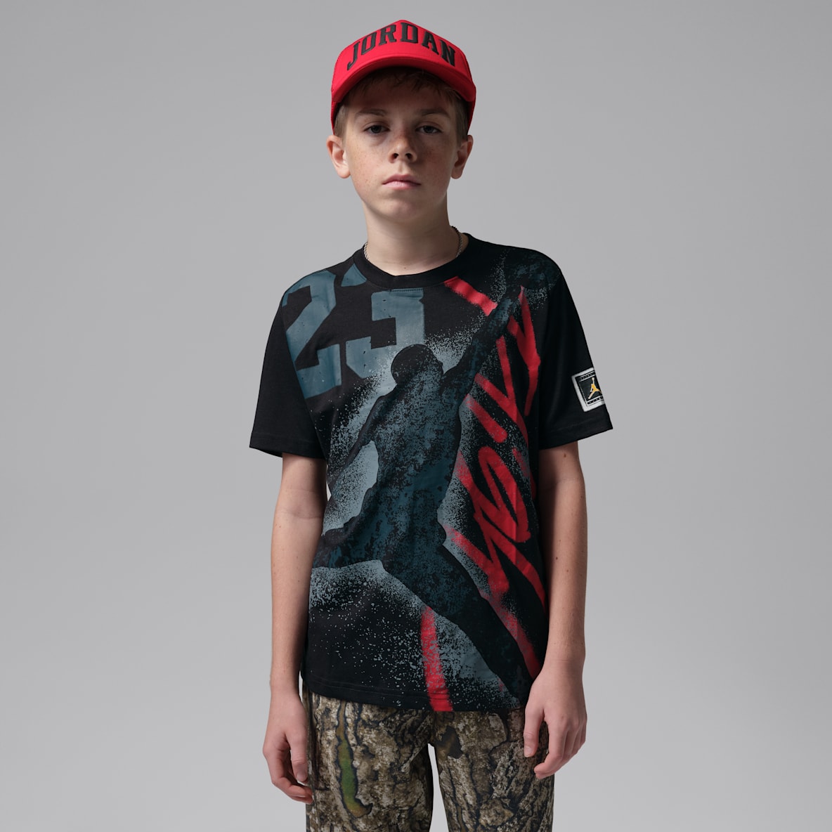 Jordan Playera Jumpman Stencil Splatter para niños talla grande