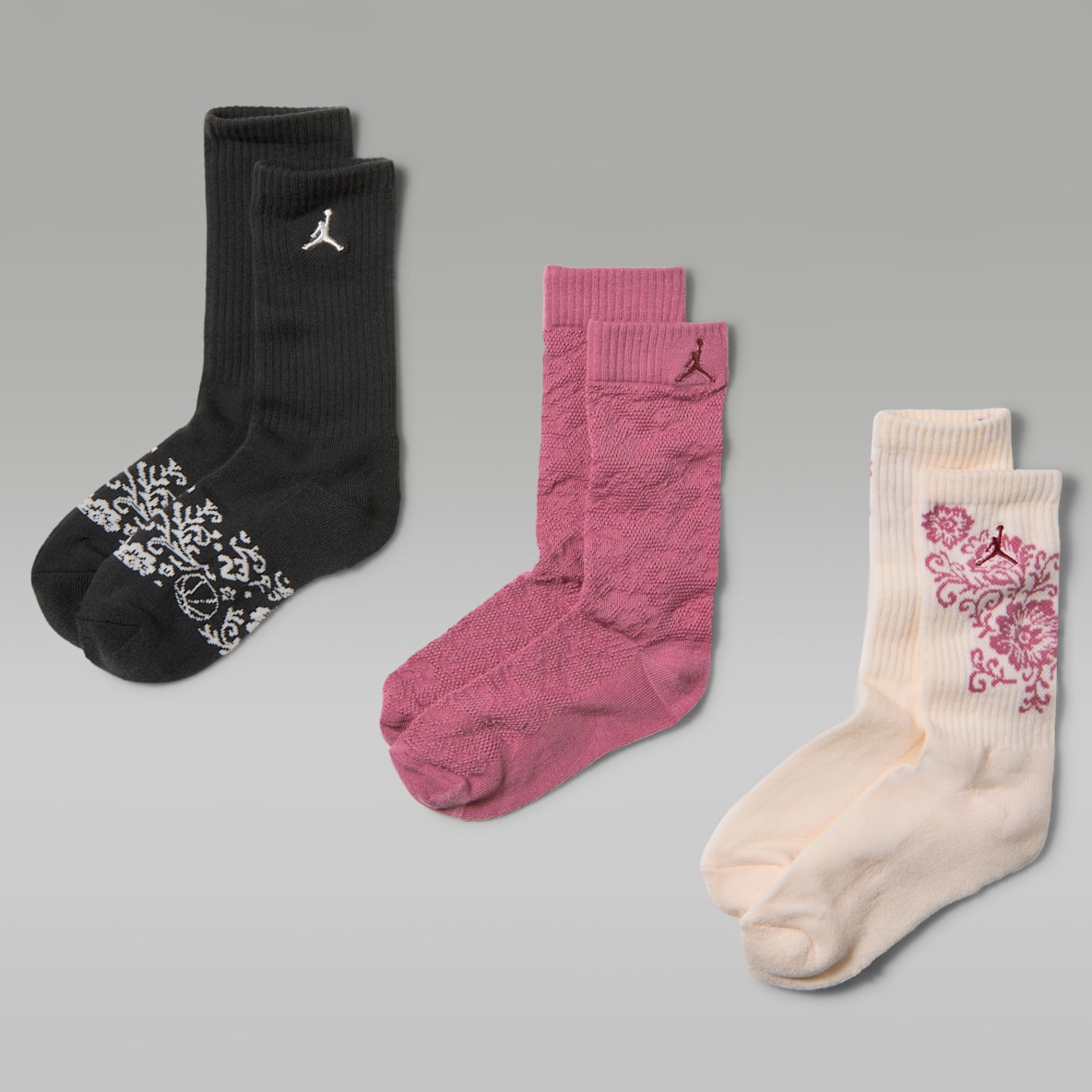 Jordan Calcetas de encaje floral para niños (3 pares)