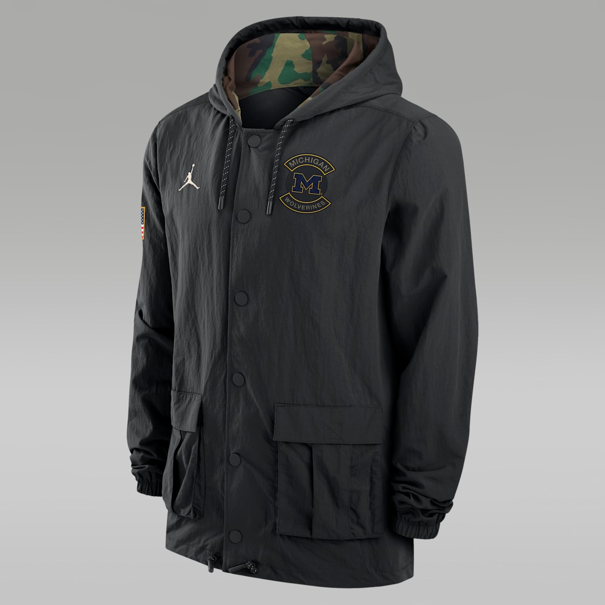 Michigan Michigan Men's Jordan Brand Full-Snap Hooded Military Jacket