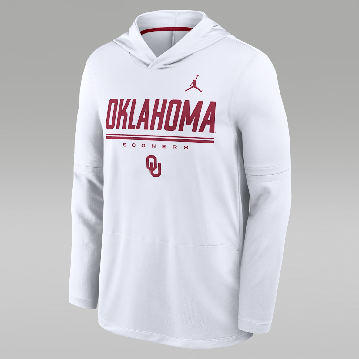 Oklahoma Sideline Playera de manga larga universitaria marca Jordan Dri-FIT con gorro para hombre