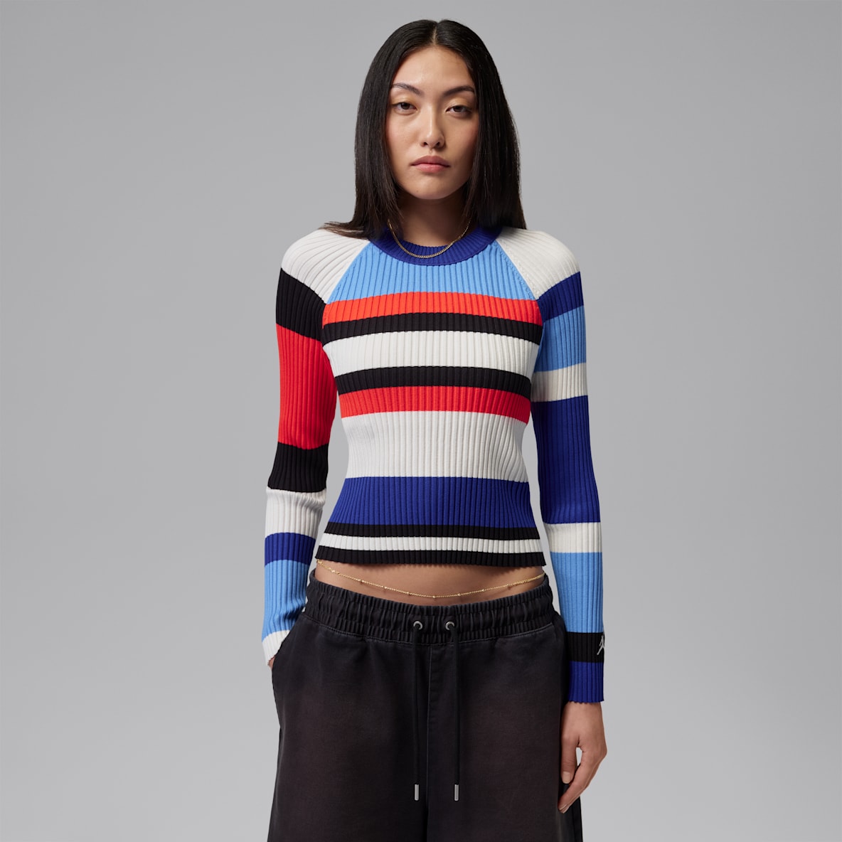 조던 플라이트 여성 긴팔 스트라이프 스웨터