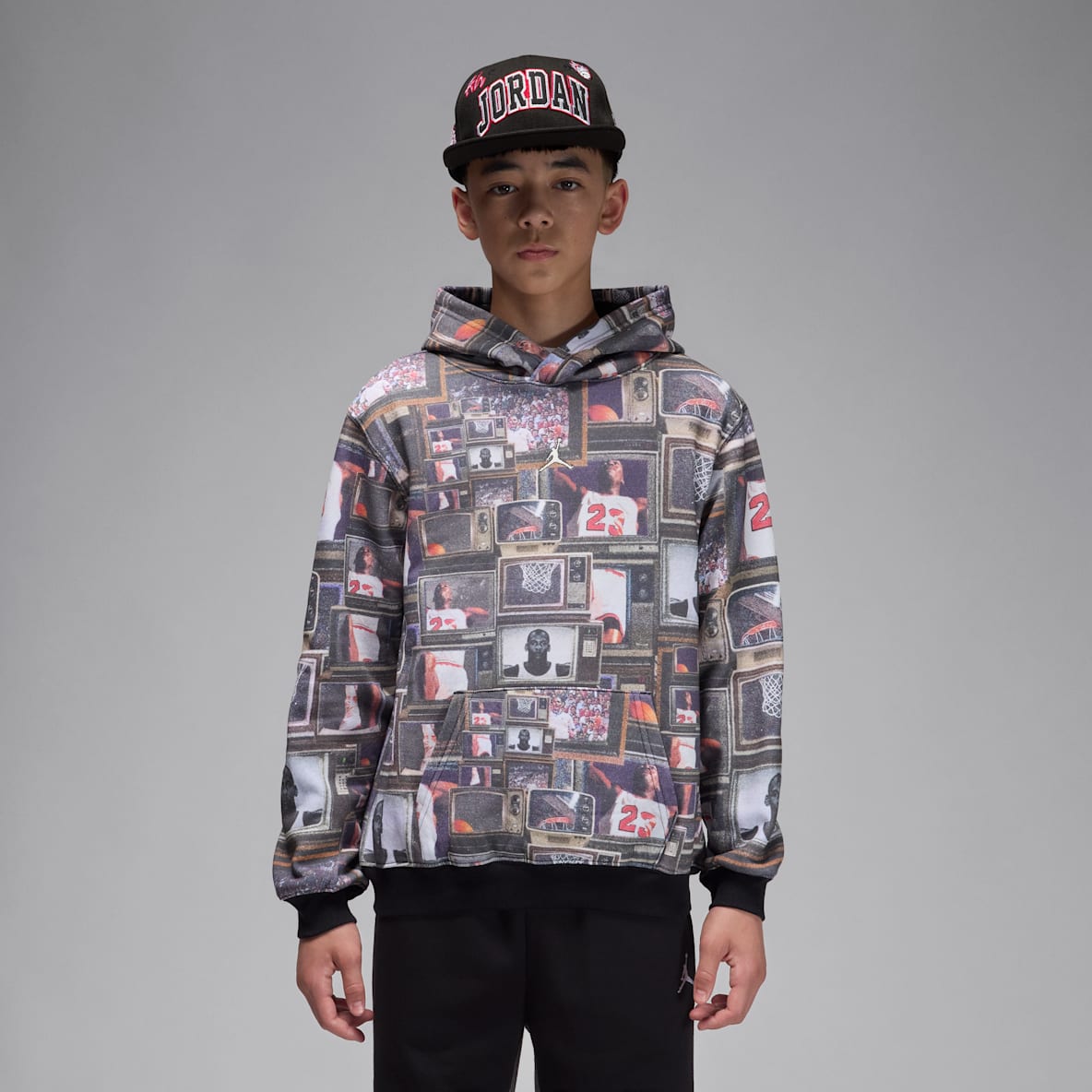 Jordan Jordan Fleecepullover med huva Brooklyn med tryck för ungdom