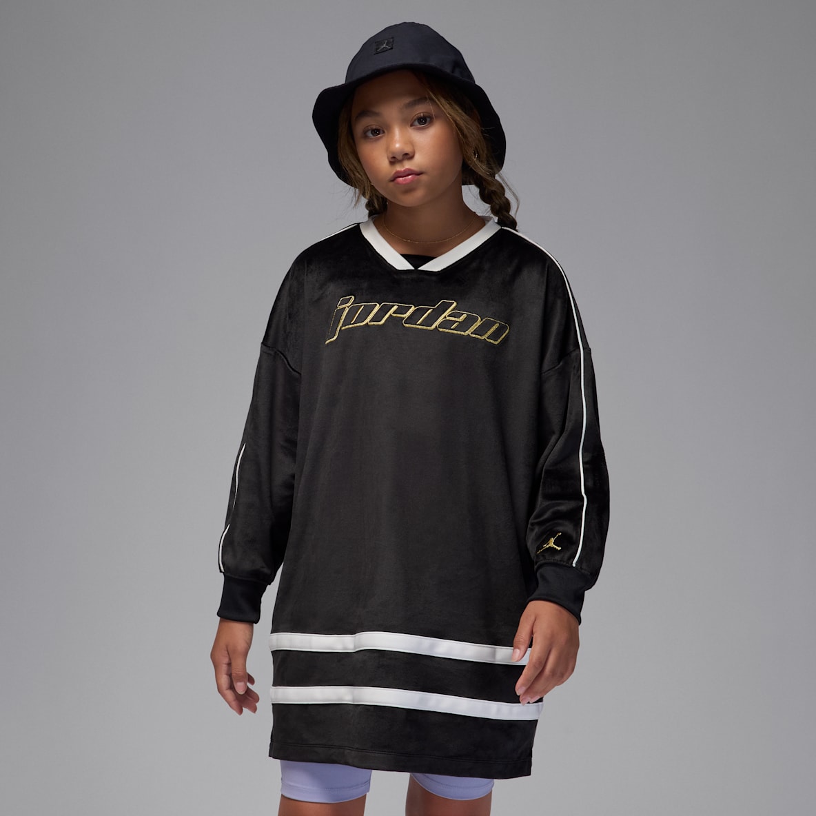 Jordan Mountainside Jordan Mountainside Vestido de tejido velour para niña talla grande