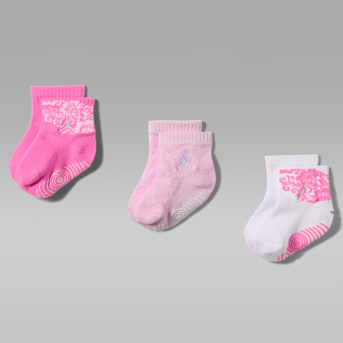 Jordan Antypoślizgowe skarpety za kostkę Floral Lace dla niemowląt/maluchów (3 pary)