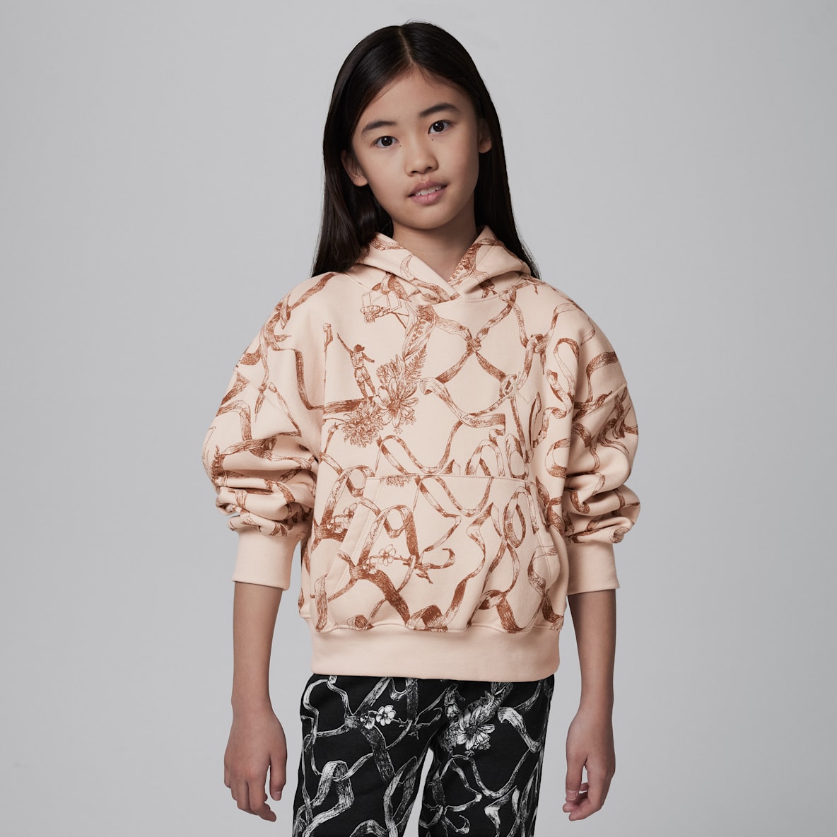 Jordan Jordan Sudadera con gorro sin cierre estampada de tejido Fleece Brooklyn para niños talla grande