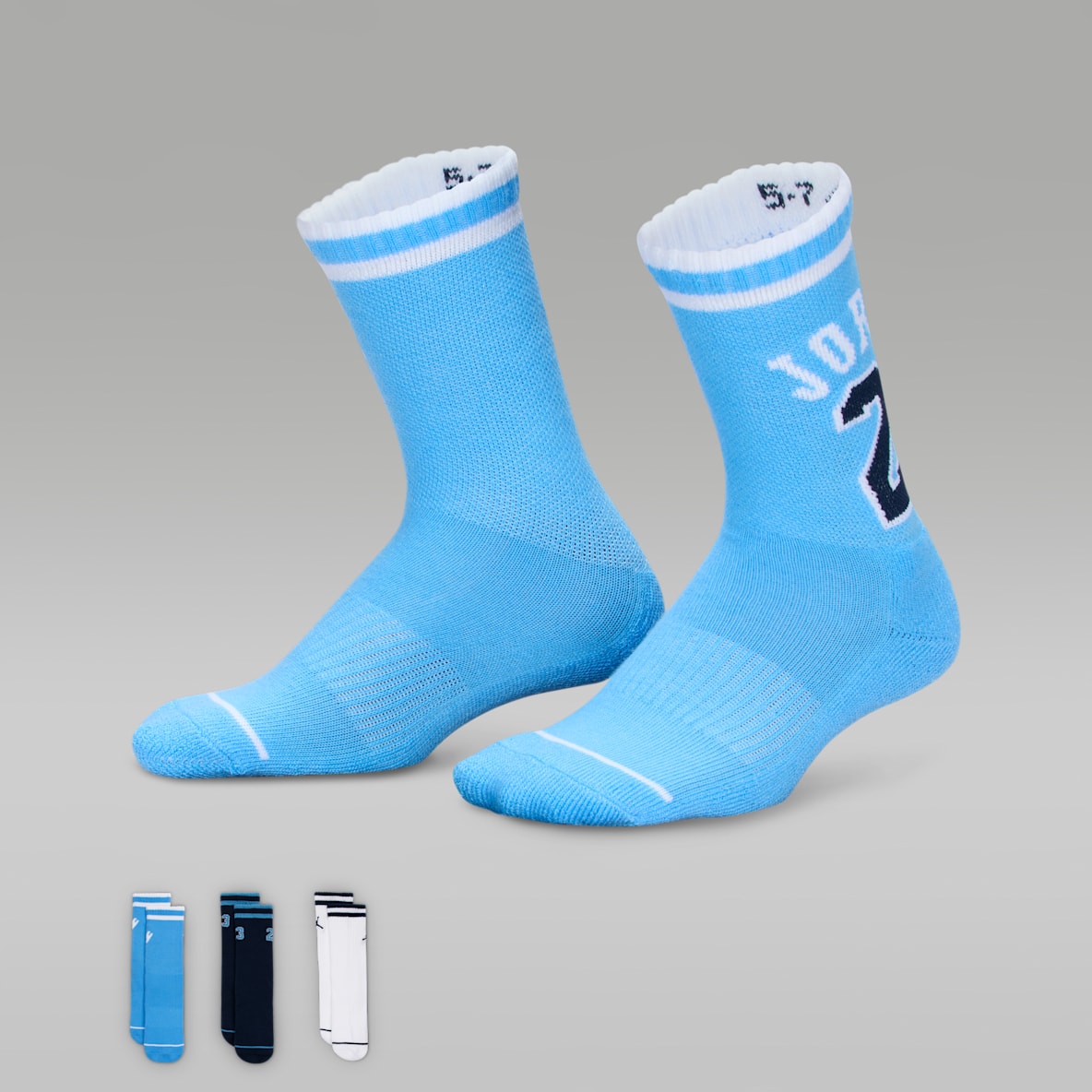Jordan Jordan Calcetas universitarias de jersey para niños talla grande (3 pares)