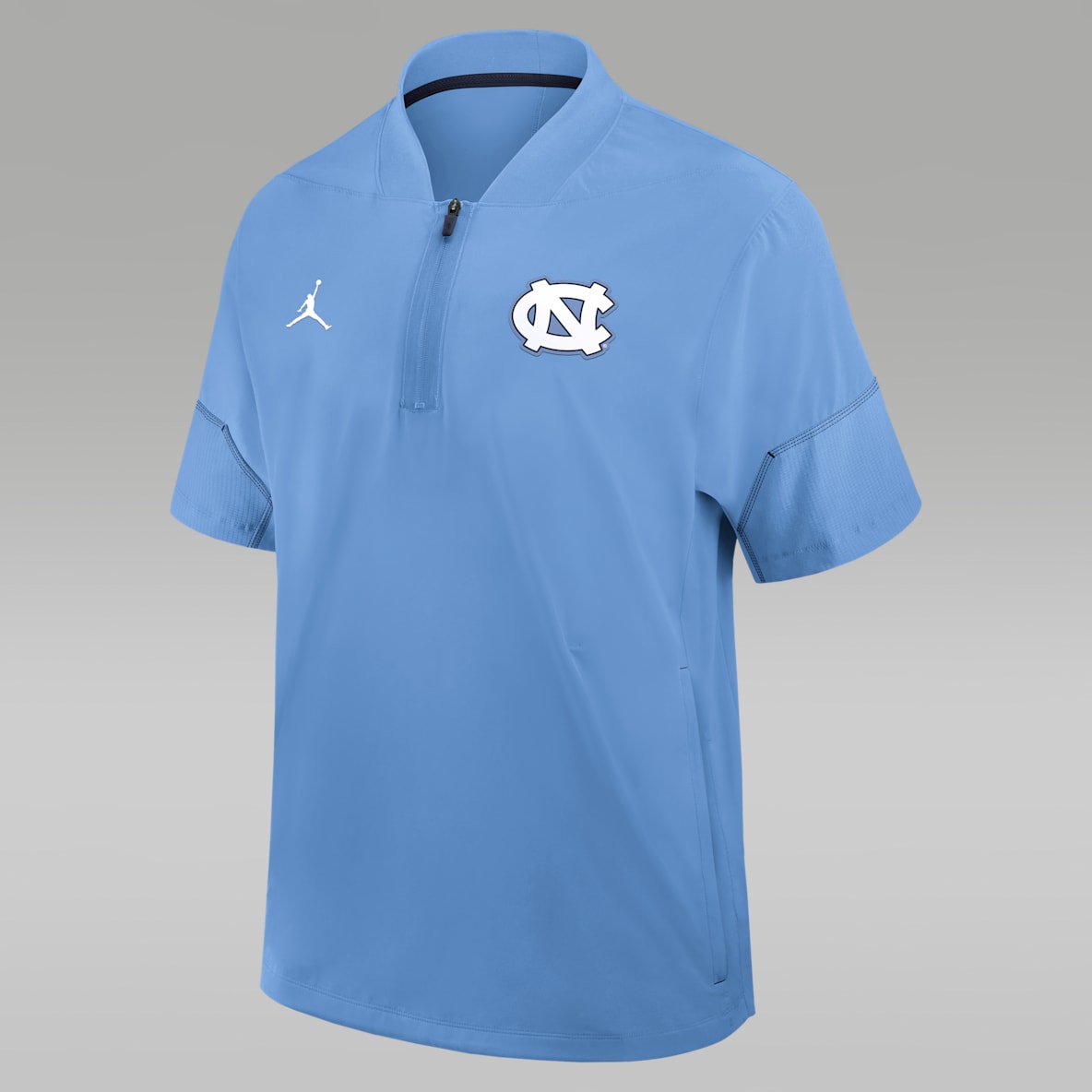North Carolina Sideline Coach Men's Jordan Brand College 1/2-Zip Short-Sleeve Hooded Jacket