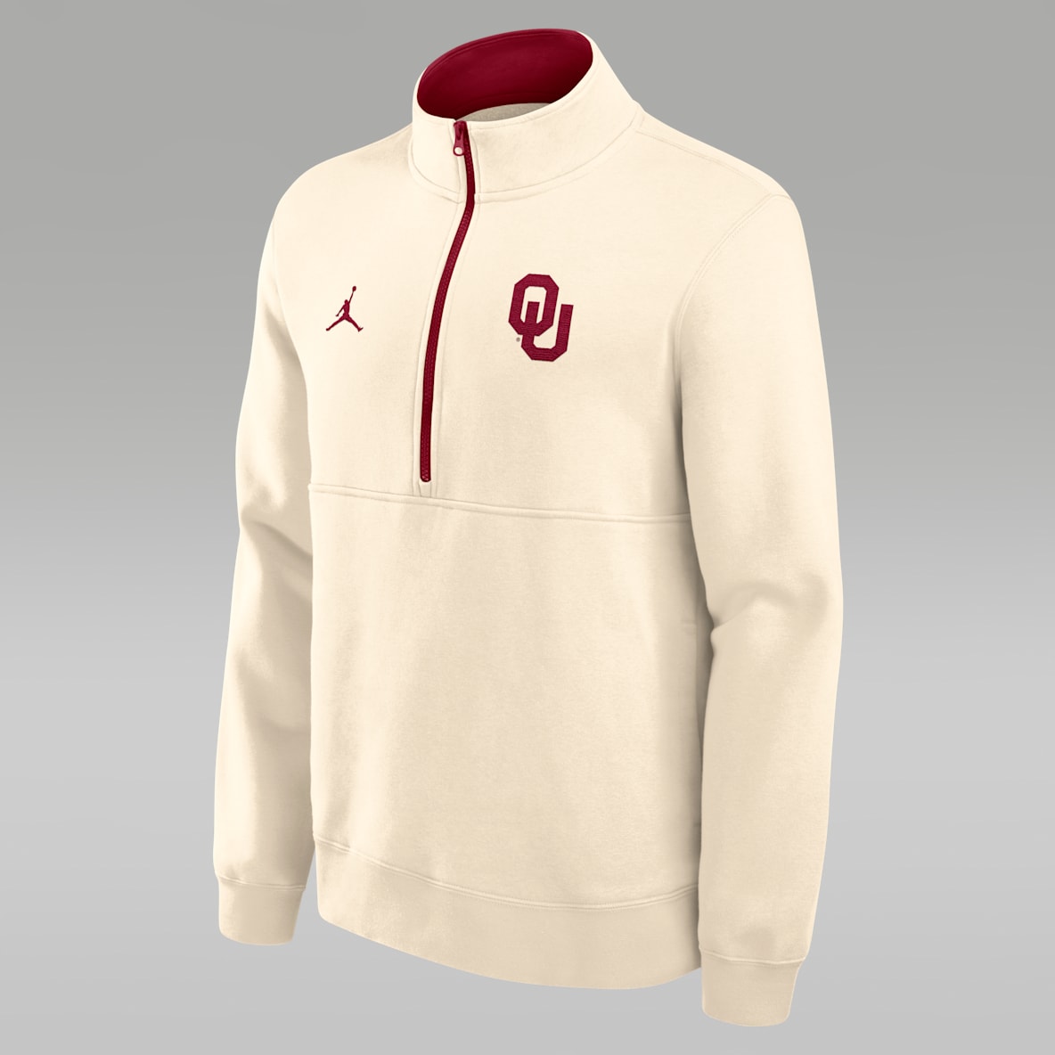 Logotipo de Oklahoma Primetime Primary Sudadera de cuello redondo universitaria marca Jordan de medio cierre para hombre