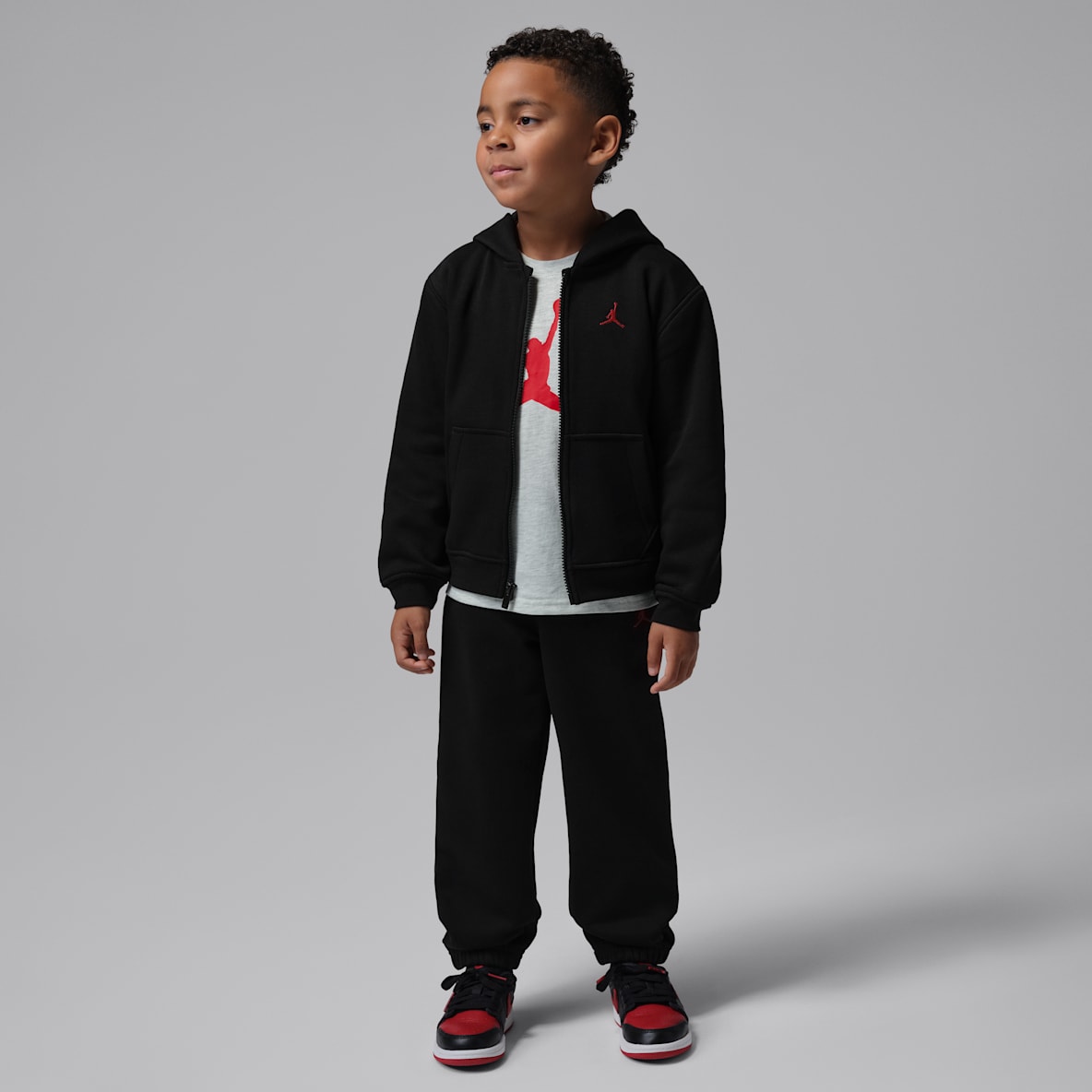 Jordan Brooklyn Fleece Driedelige kleuterset met hoodie met rits over de hele lengte