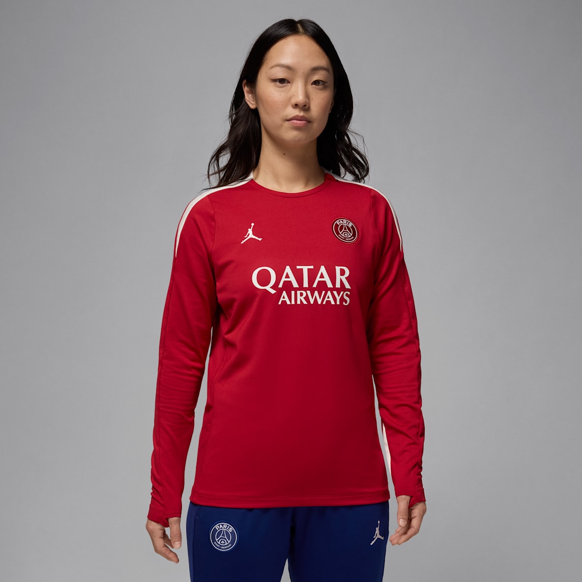 Paris Saint-Germain Strike Fourth Paris Saint-Germain Strike Fourth Jordan Dri-FIT Fußball-Strickoberteil mit Rundhalsausschnitt (Damen)